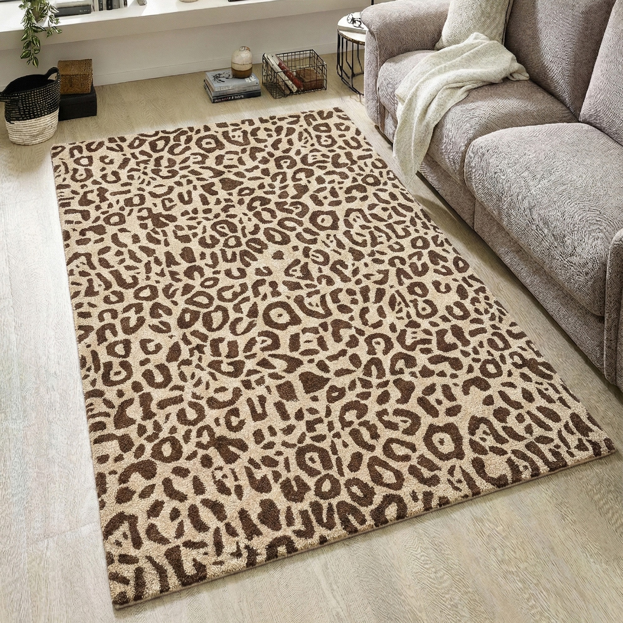 GOODproduct Tapis en laine »Gabbo Leo, Leopardenmuster, handgearbeitet« Rectangulaire 14 mm Höhe reine Wolle, Uni, Wohnzimmer, Schlafzimmer, Esszimmer