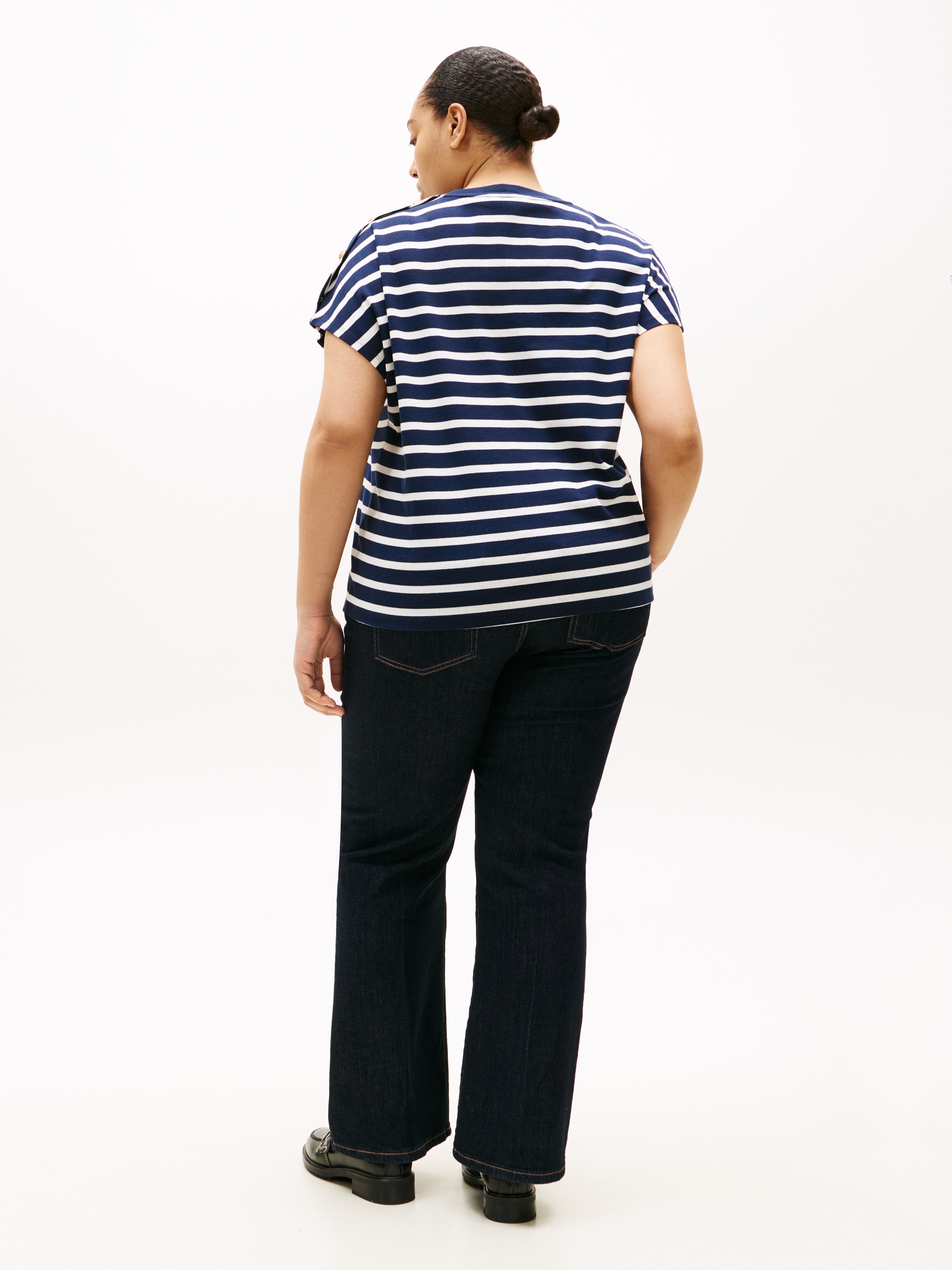 Tommy Hilfiger Curve Kurzarmshirt »CRV GOLD BUTTON SS TEE« in grossen Grössen