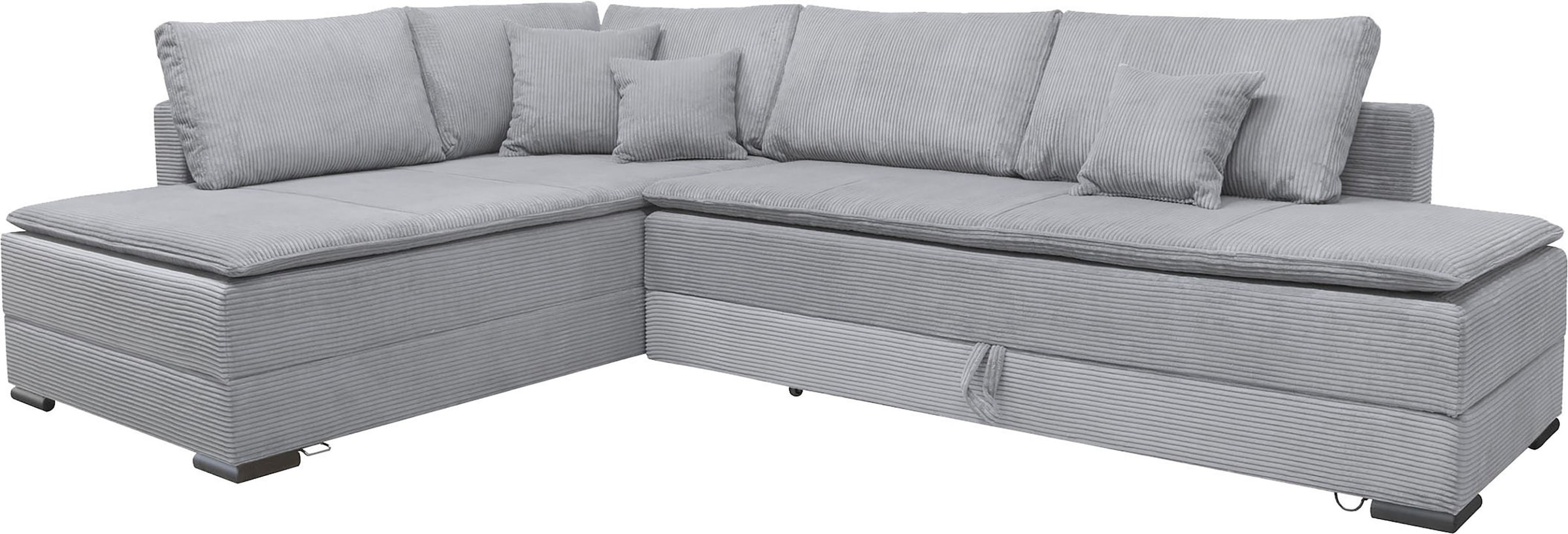 Home affaire Ecksofa »Night & Day L-Form, B: 321 cm, mit Dauer-Schlaffunktion 180x200 cm« Bettfunktion, Bettkasten, Topper & 3 Zierkissen, Boxspringbett in Cord