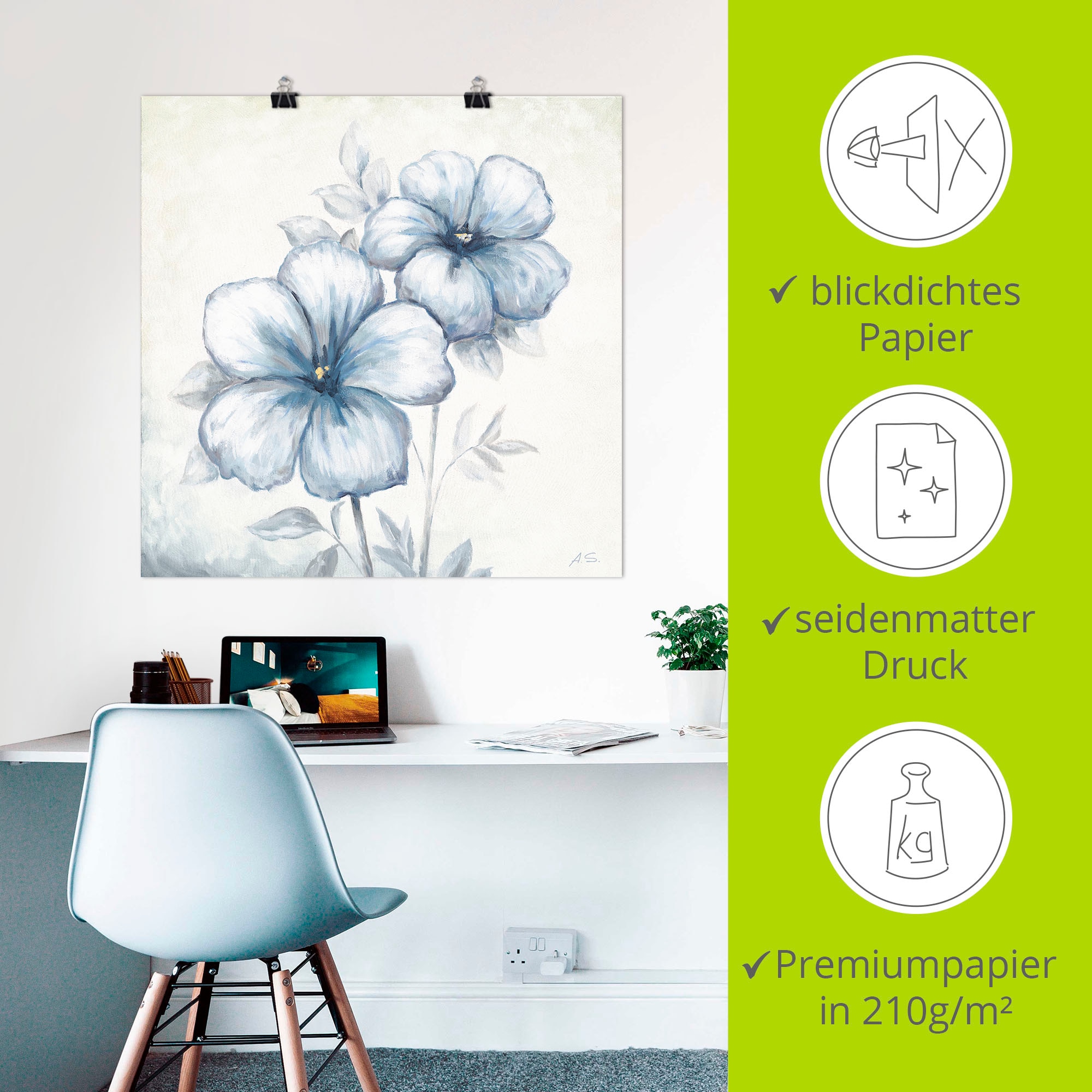 Artland Wandbild »Blauer Mohn«, Blumen, (1 St.), als Leinwandbild, Poster, Wandaufkleber in verschied. Grössen