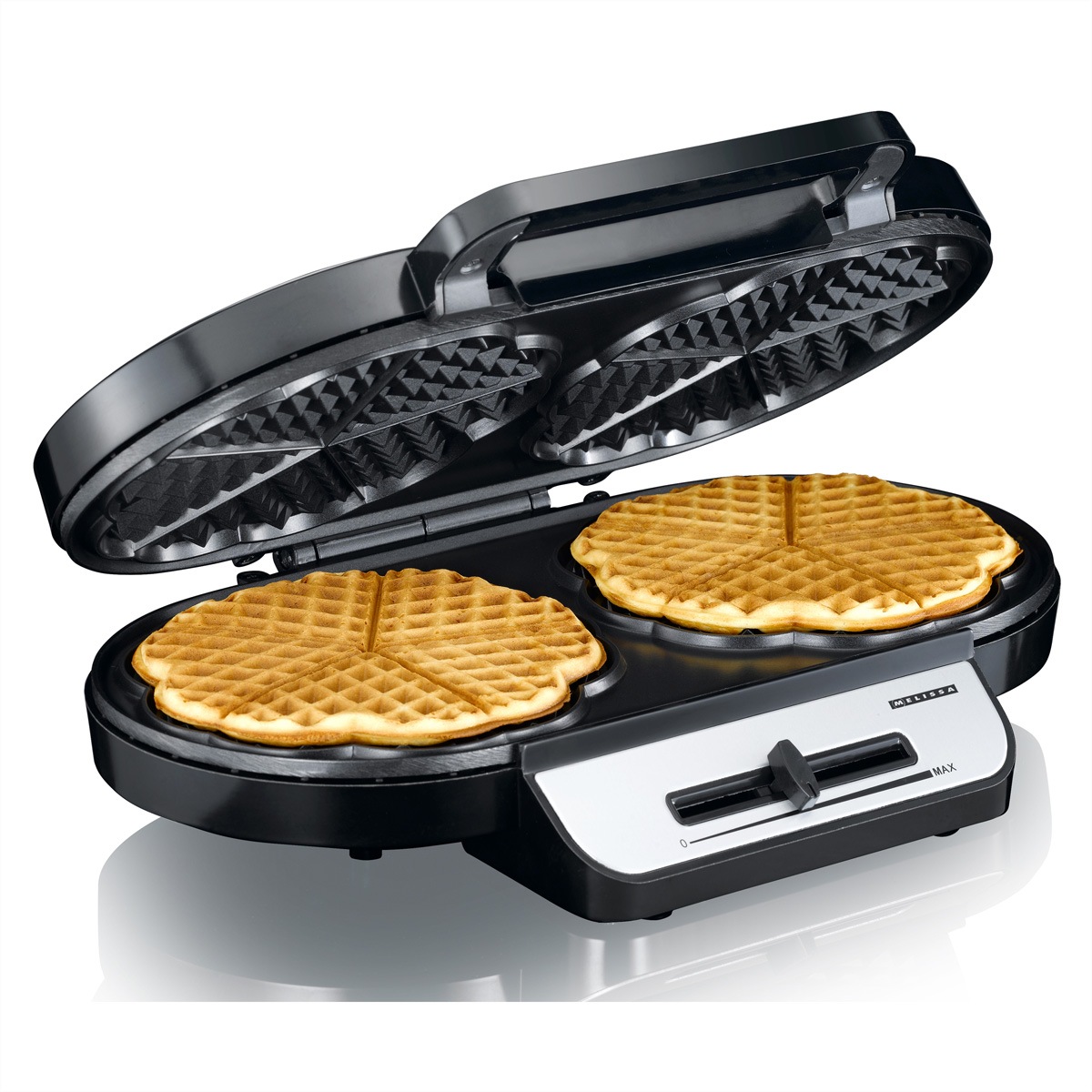 MELISSA Waffeleisen »Melissa Waffeleisen 16250087, Doppel-Waffeleisen, schwarz/ss, 1200W«