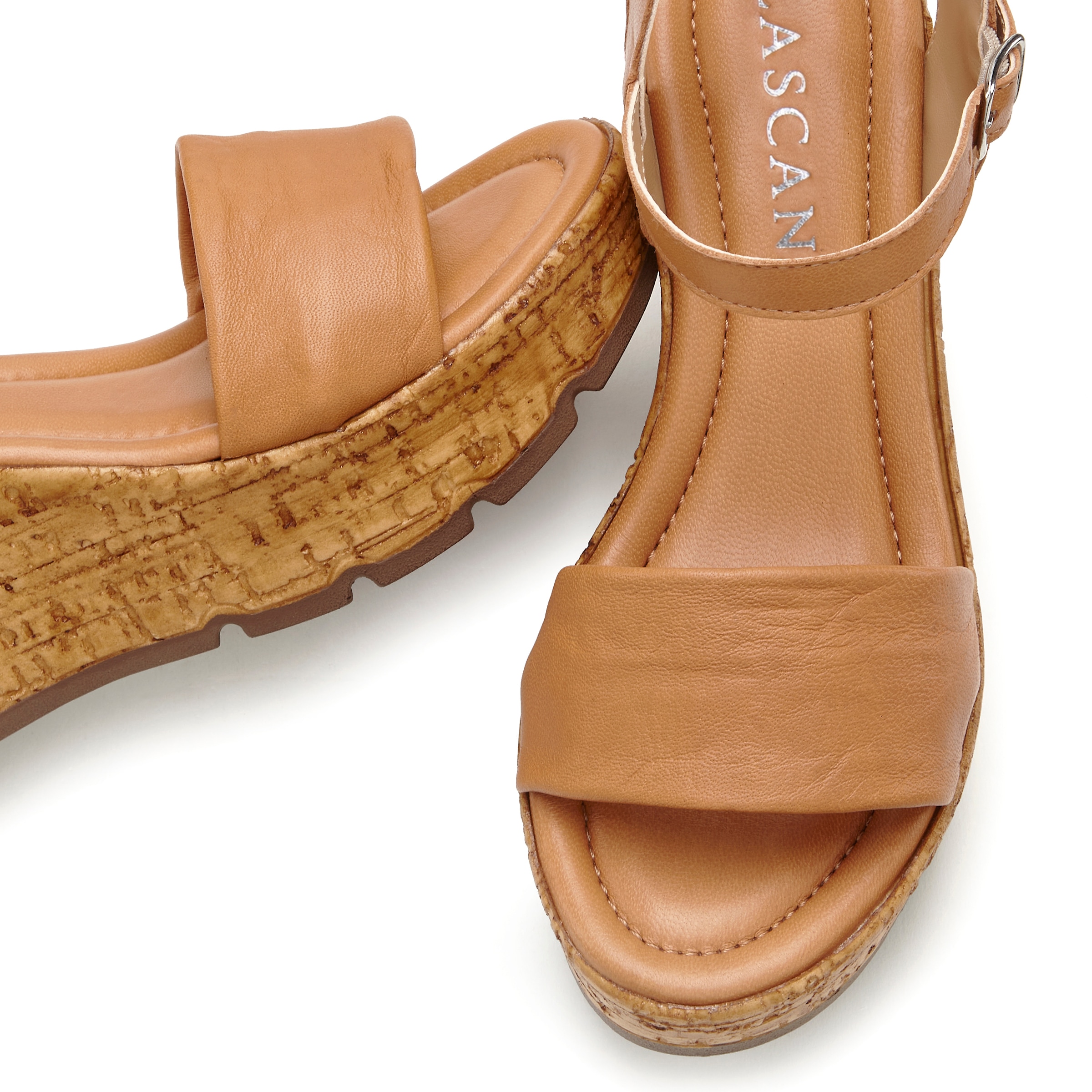 LASCANA Sandales »Sommerschuh, offener Schuh, Sandale, Keilsandalette,«  NEU aus Leder mit Keilabsatz