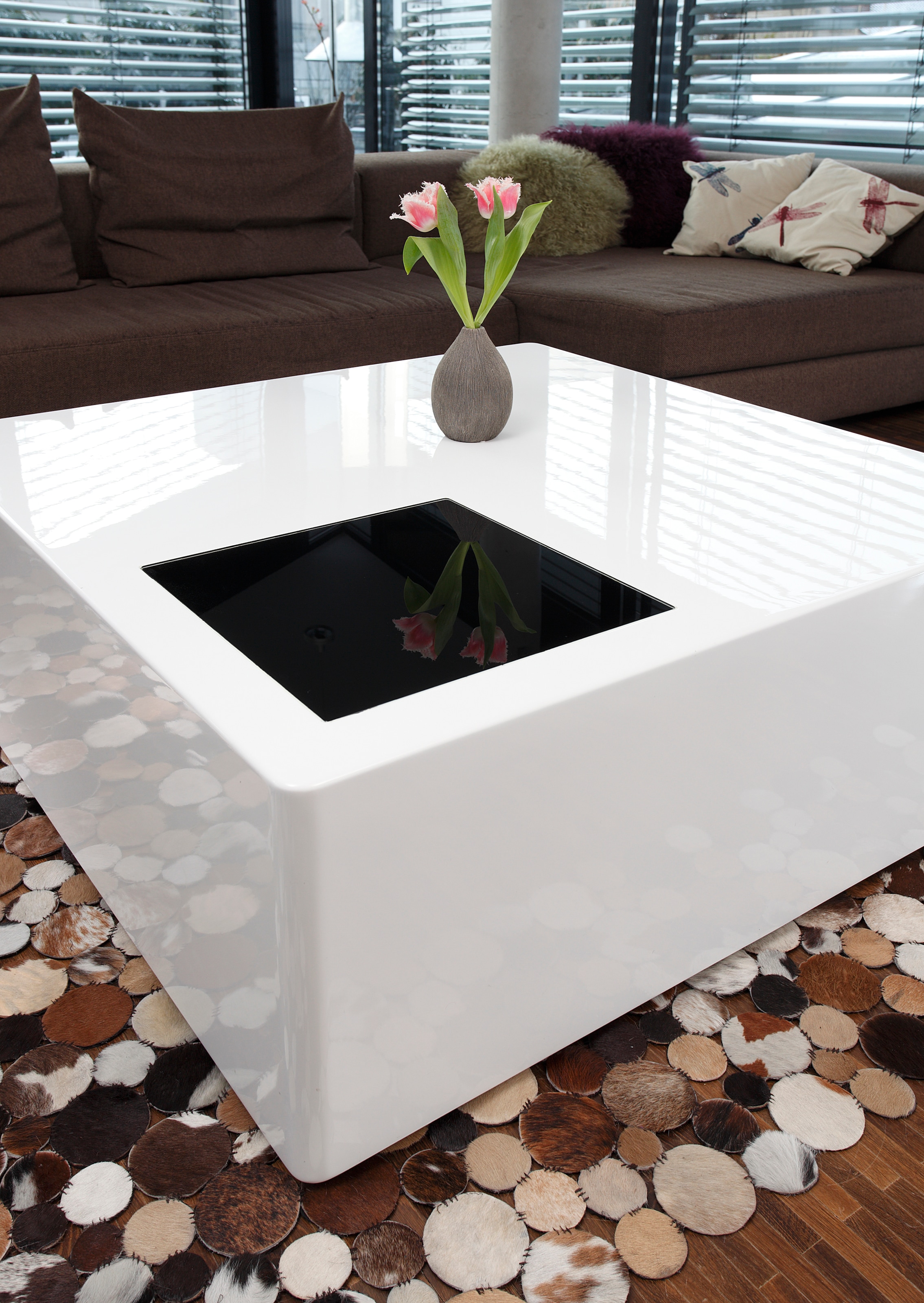 SalesFever Couchtisch, Mit Quadrat aus Schwarzglas