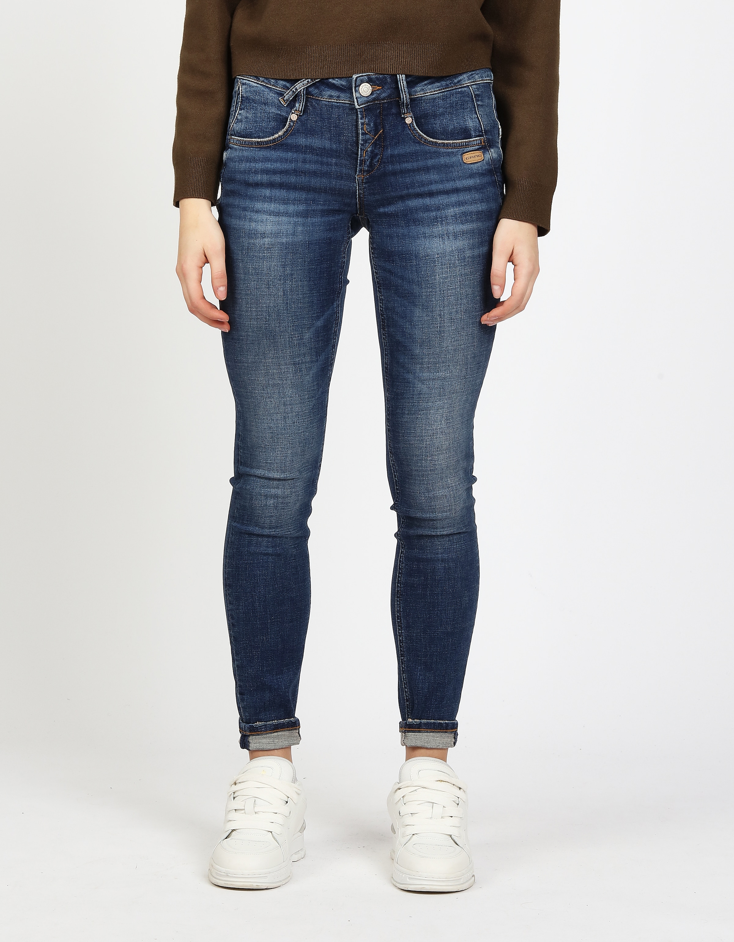 Image of GANG Skinny-fit-Jeans "94NELE" mit Rundpasse und seitlichen Dreieckseinsätzen f. e. tolle Silhouette