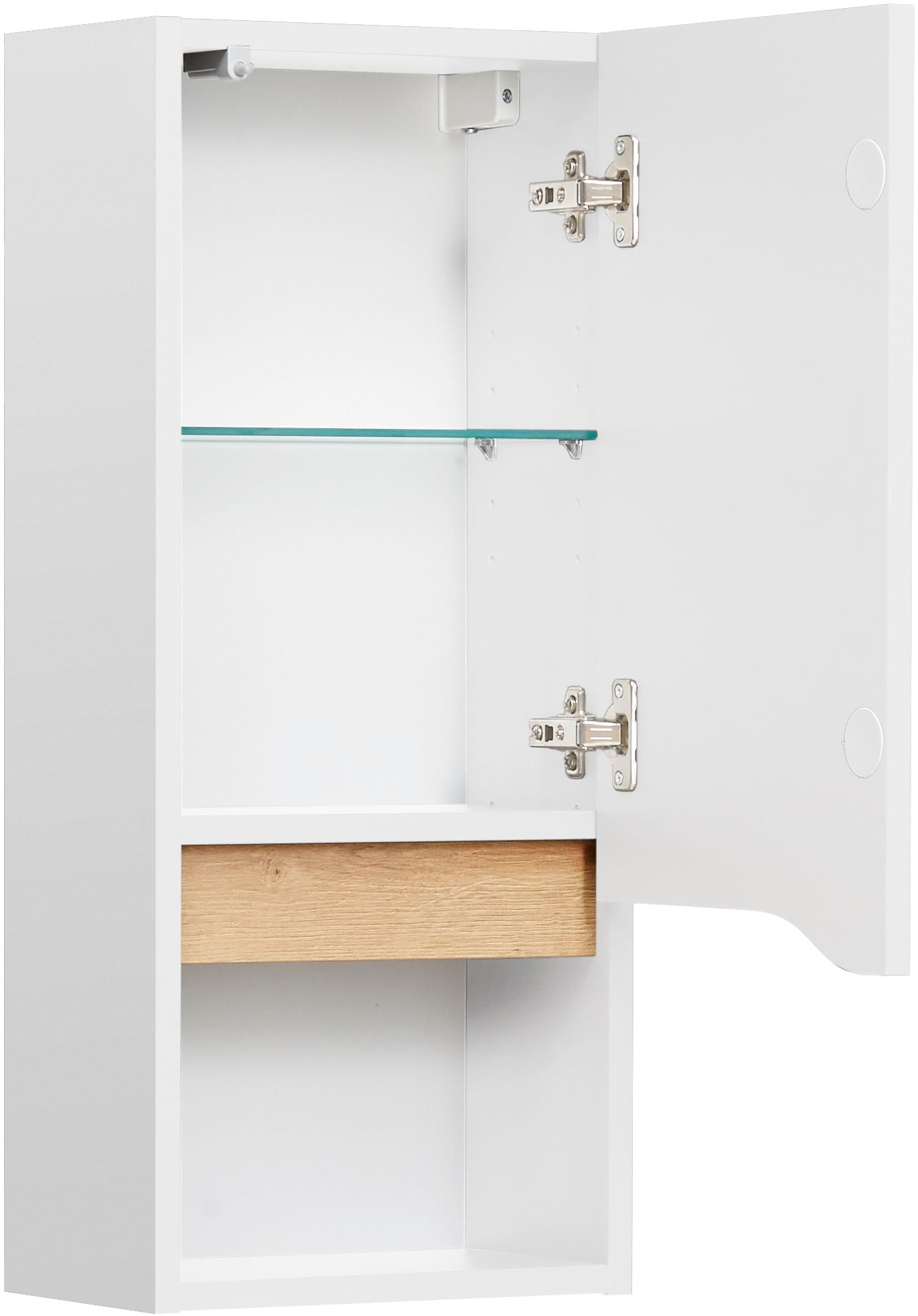 Saphir Hängeschrank »Quickset Wand-Badschrank 30 cm breit mit 1 Tür, 1 offenes Fach« Badezimmer-Hängeschrank inkl. Türdämpfer, grifflos