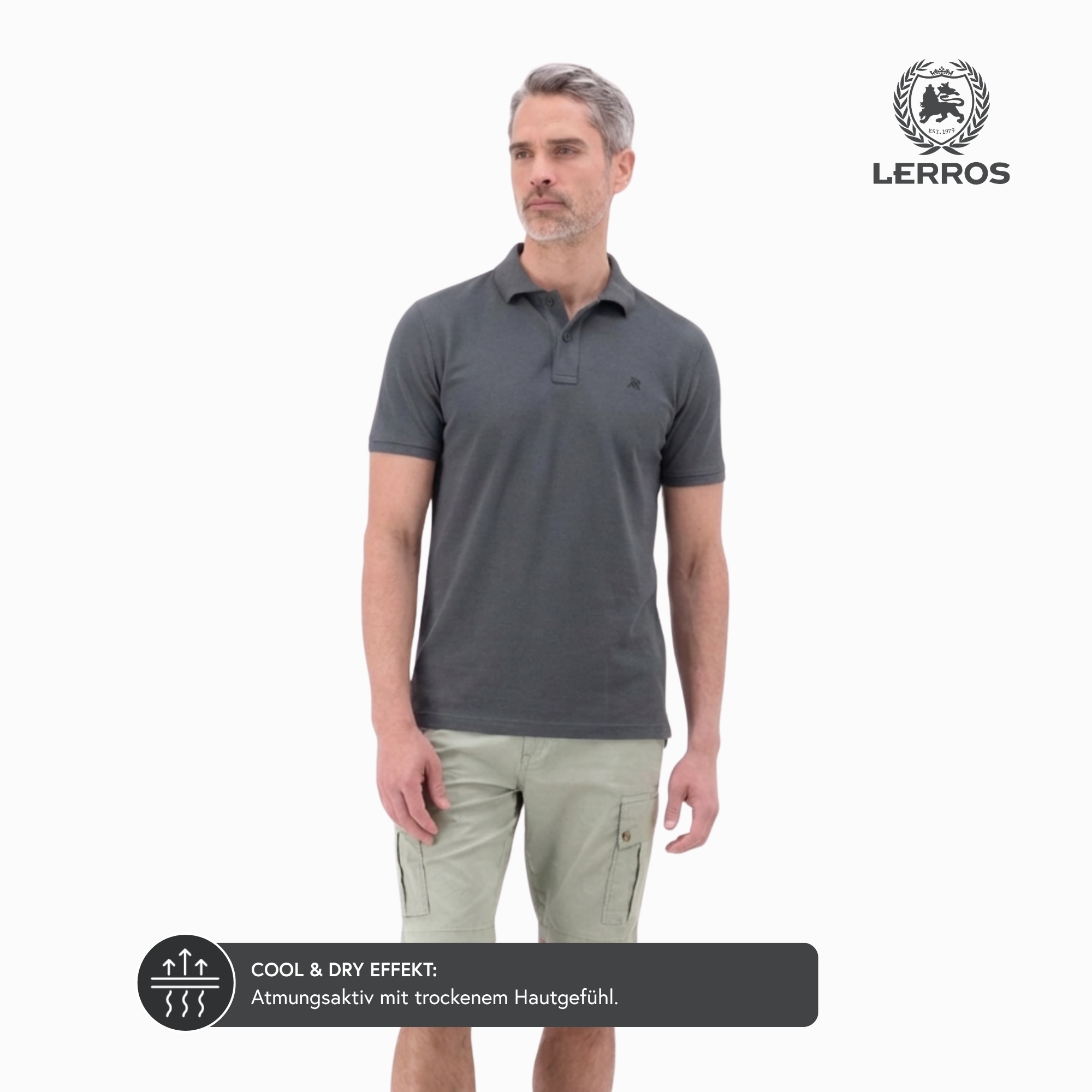 LERROS Poloshirt »Poloshirt Herren COOL & DRY atmungsaktiv Piqué« Trocknet schnell, angenehm kühl, pflegeleicht, kurzarm, einfarbig