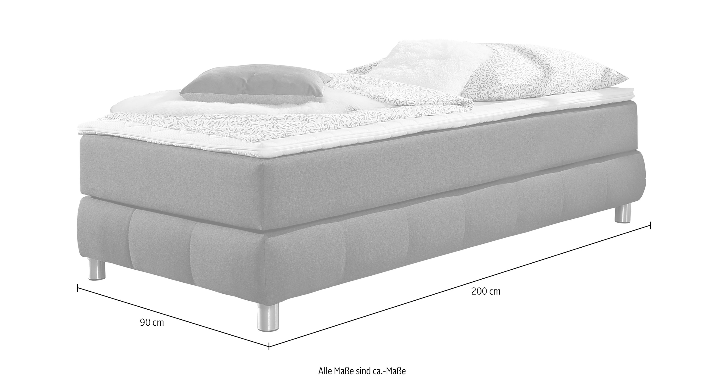 andas Boxspringbett »Salo«, Ohne Kopfteil, inkl. Topper, auch in Überlänge 220 cm