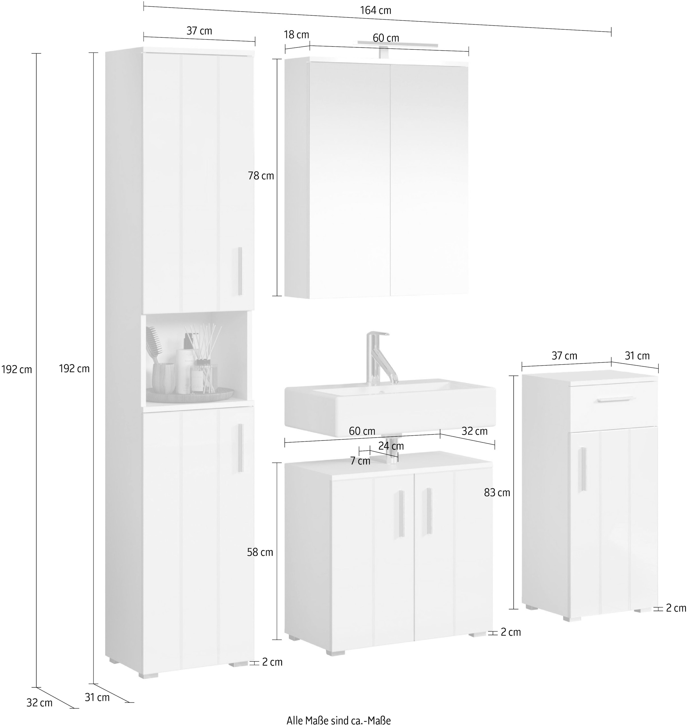 welltime Ensemble de salle de bains »Prag« Set, 4 cuis tlg.