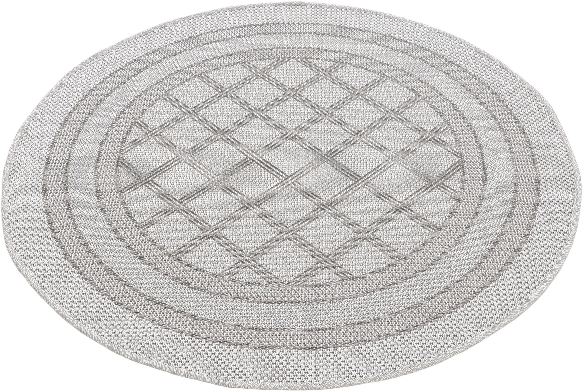 carpetfine Teppich »Boho 104«, rund, 4 mm Höhe, robustes Flachgewebe, Sisal Optik, UV-beständig, Aussenbereich