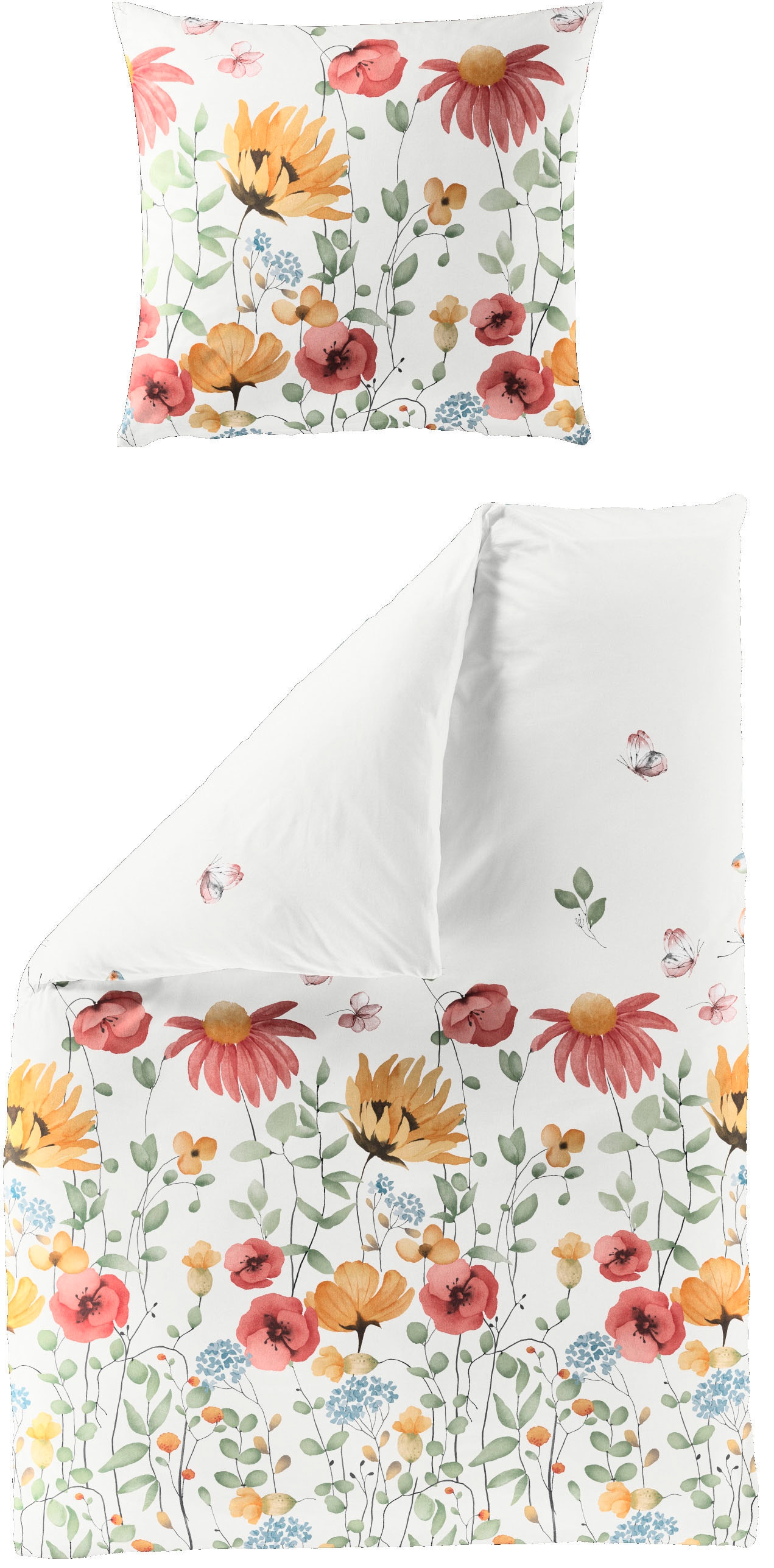 Image of BIERBAUM Bettwäsche "3992" 2 Stk. Mako-Satin, 100 % Baumwolle, pflegeleicht, floral