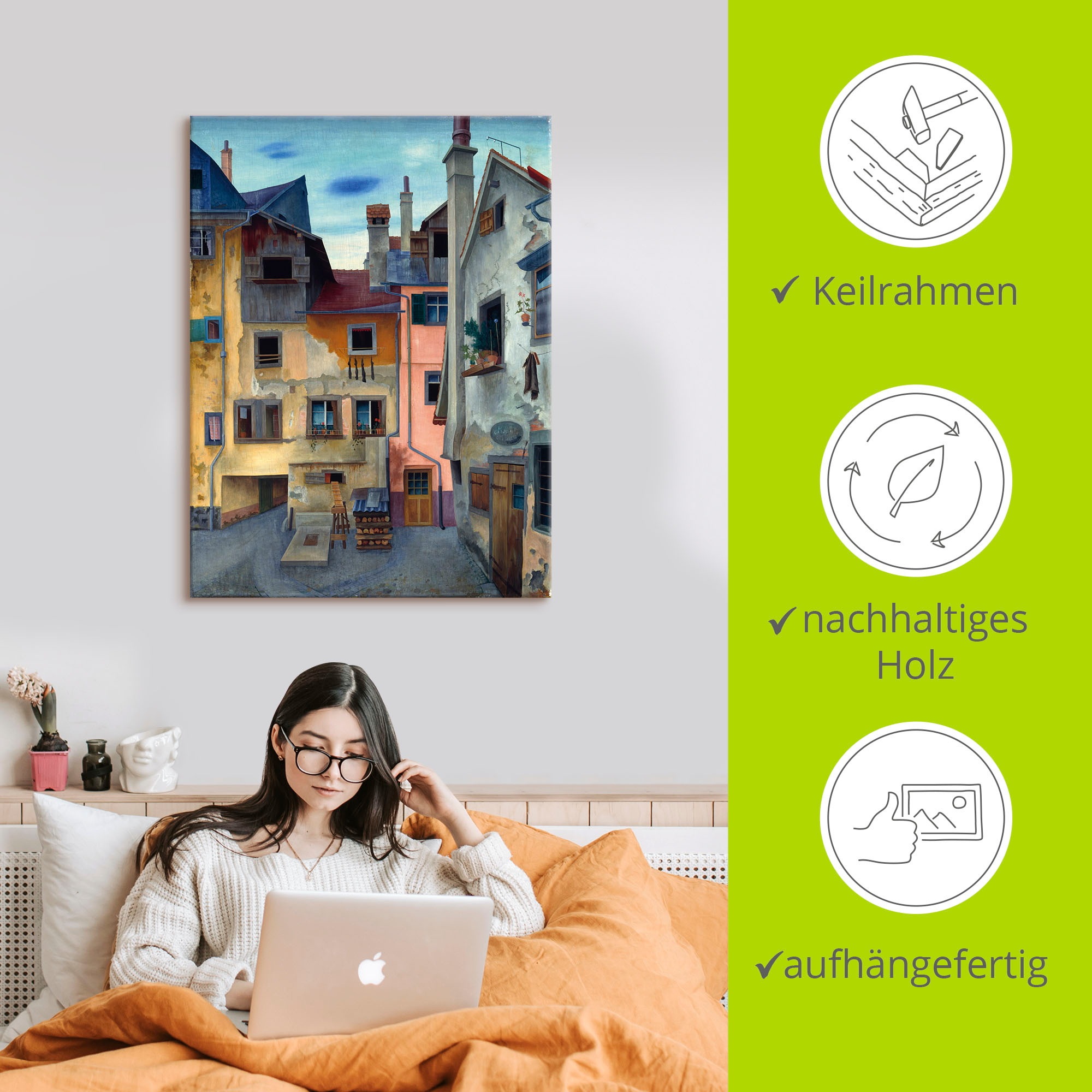 Artland Leinwandbild »Alte Häuser in Lindau« Fenster & Türen 1 Stk. tlg. auf Holzrahmen gespannt