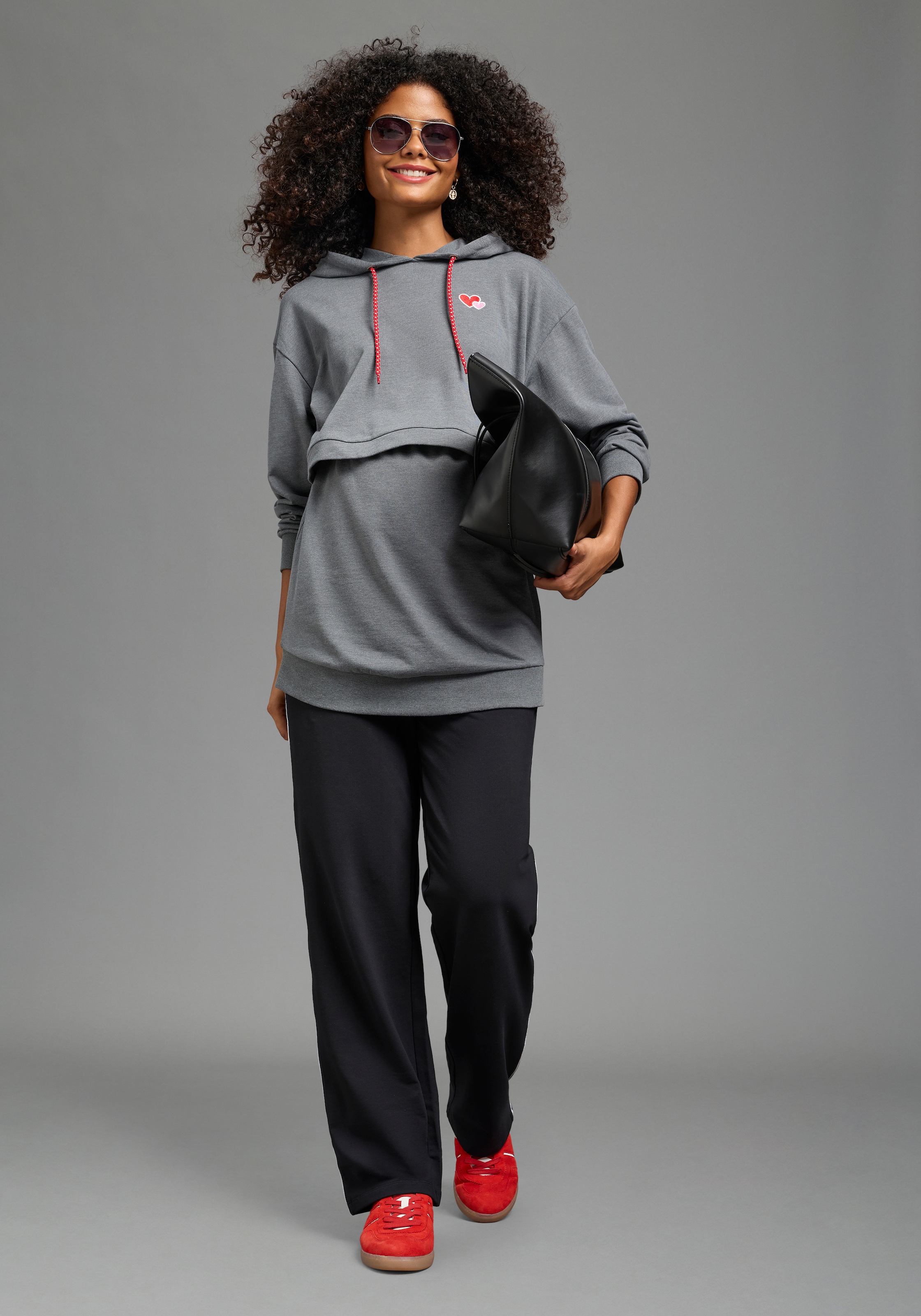 Neun Monate Sweat-shirt de grossesse »Kapuzensweatshirt für Schwangerschaft und Stillzeit«, avec capuche, manches longues, en coton et polyester
