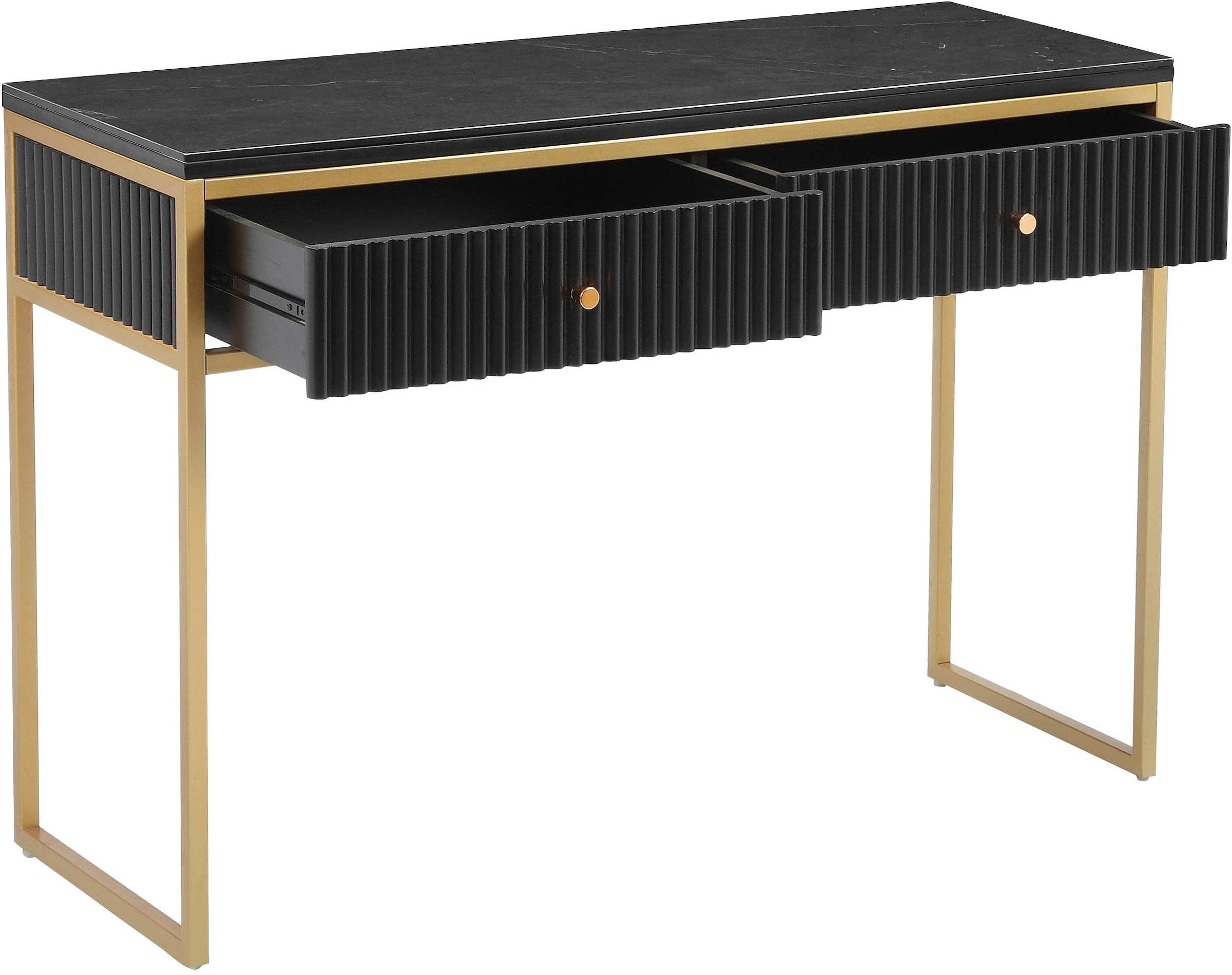 Leonique Table console »Fleuriss« Keramikplatte, goldene Beine, FSC-zertifiziertes Holz, Breite 110 cm