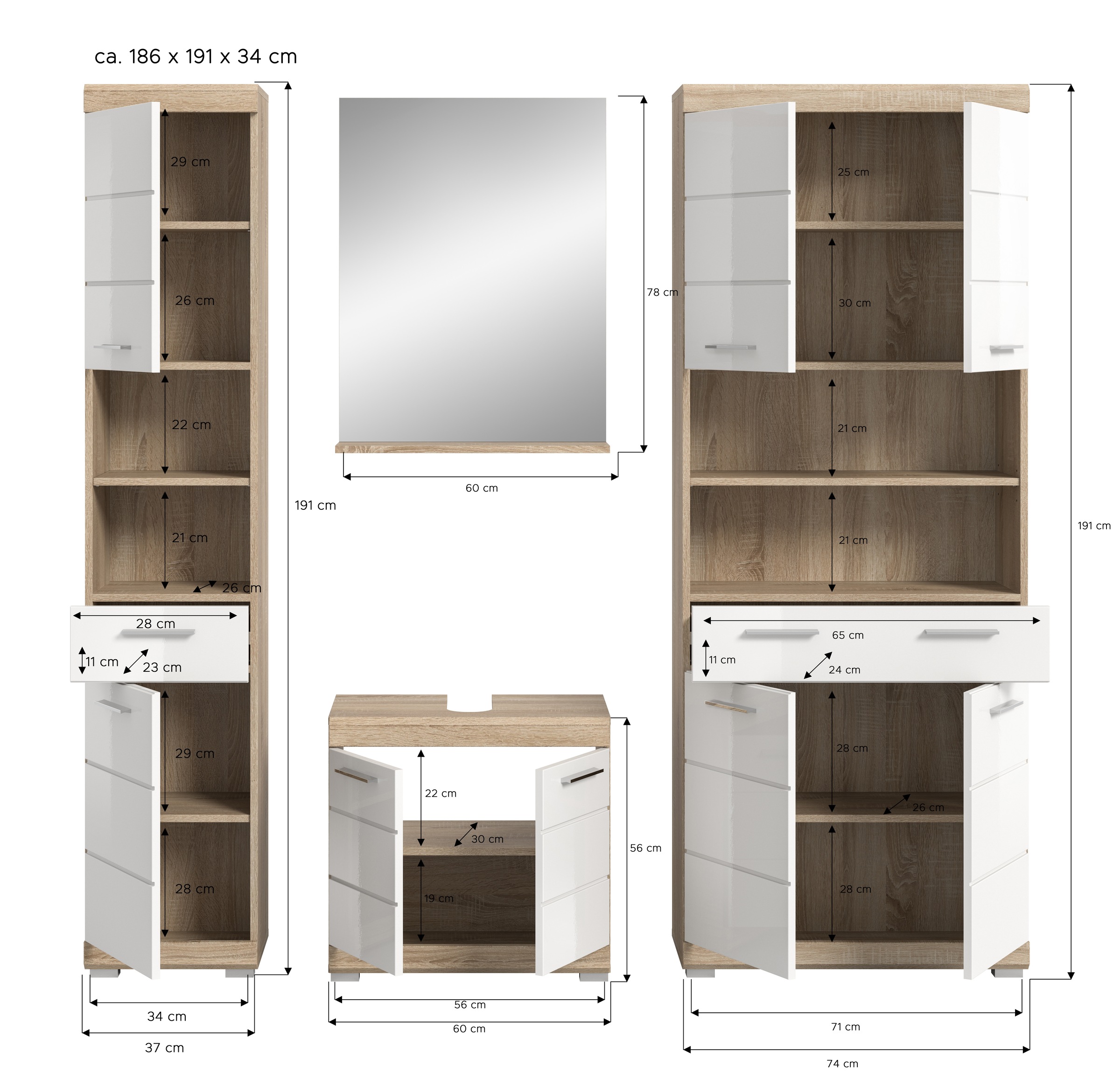 INOSIGN Badmöbel-Set »Siena, 4 teilig, bestehend aus:« Set, TOPSELLER!, 4 Stk. tlg.