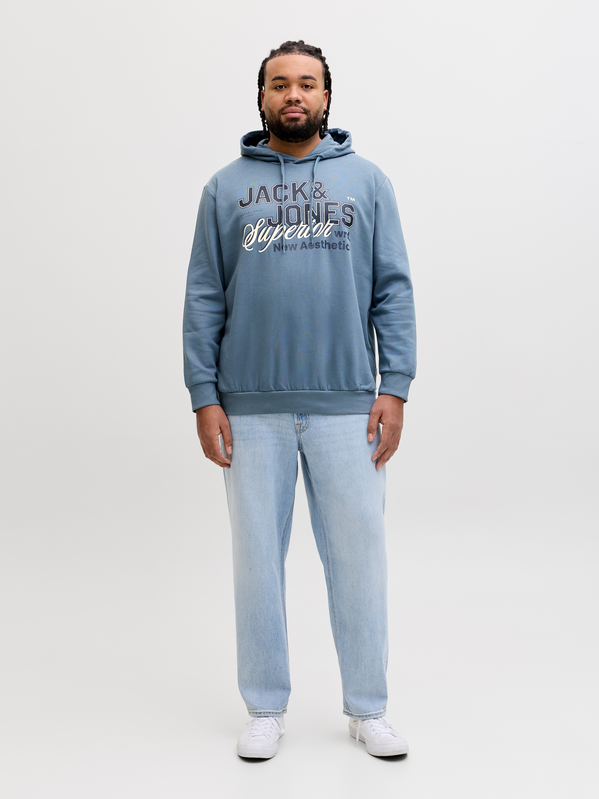Jack & Jones PlusSize Hoodie »JJELOGO SWEAT HOOD 2 COL 24/25 NOOS PLS«, avec logo imprimé sur le devant
