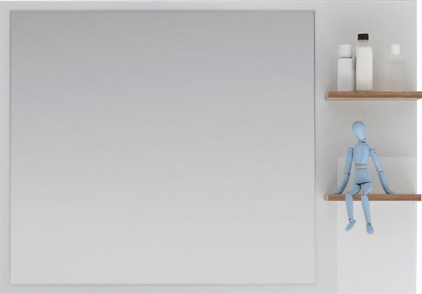 Saphir Miroir de salle de bain »Quickset 923 Spiegel 100 cm breit mit seitlicher Ablage« miroir de surface blanc brillant, imitation chêne Riviera horizontal