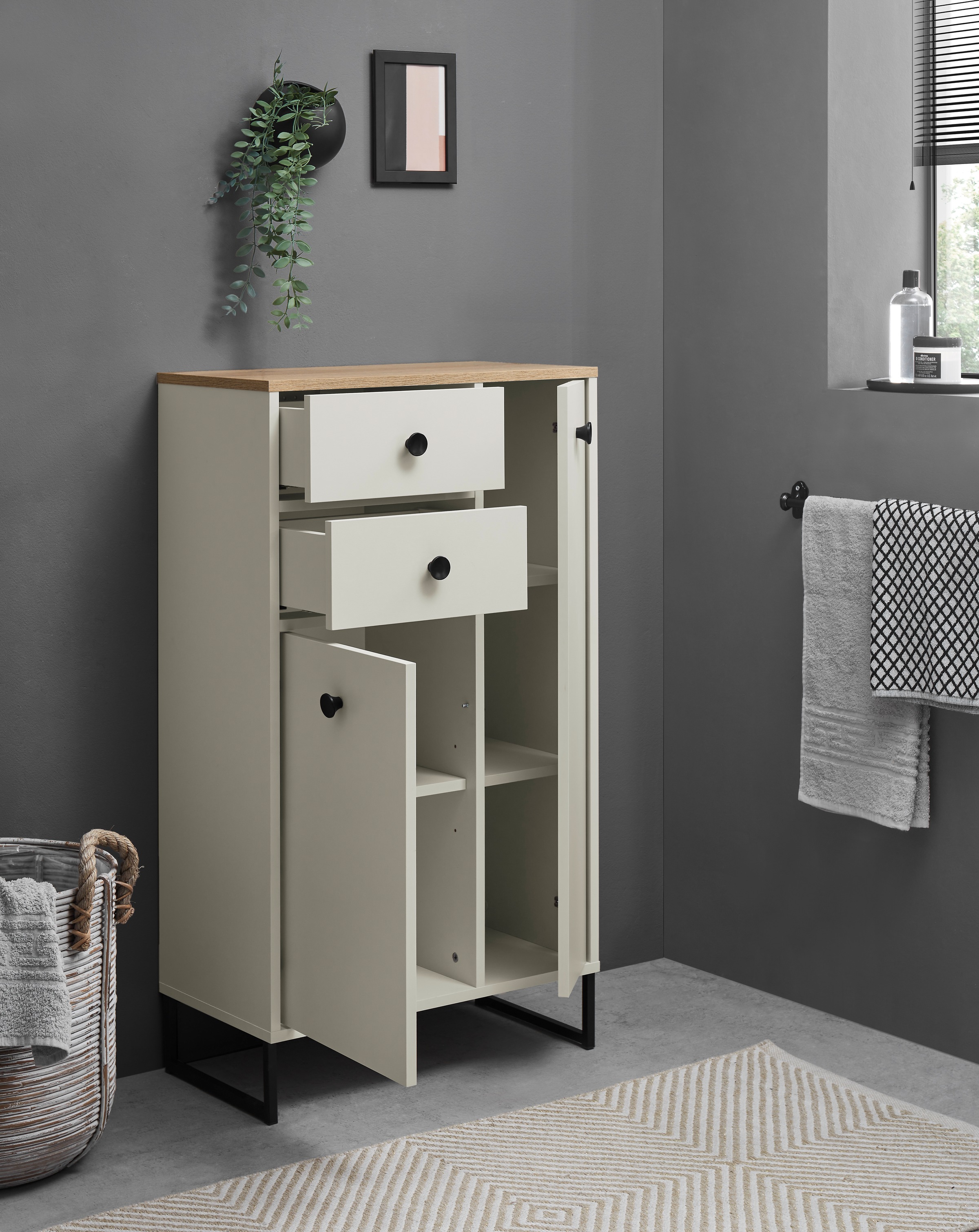 BASIC by Balculina Armoire intermédiaire »Linea« 1 cuis tlg. Largeur 38cm, pieds profilés en U, tiroir sous plan