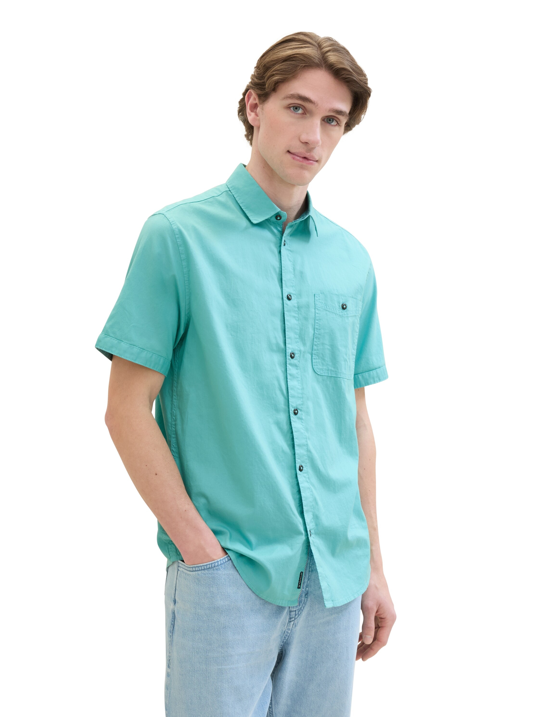 Kurzarmhemd, mit kontrastfarbenen Knöpfen