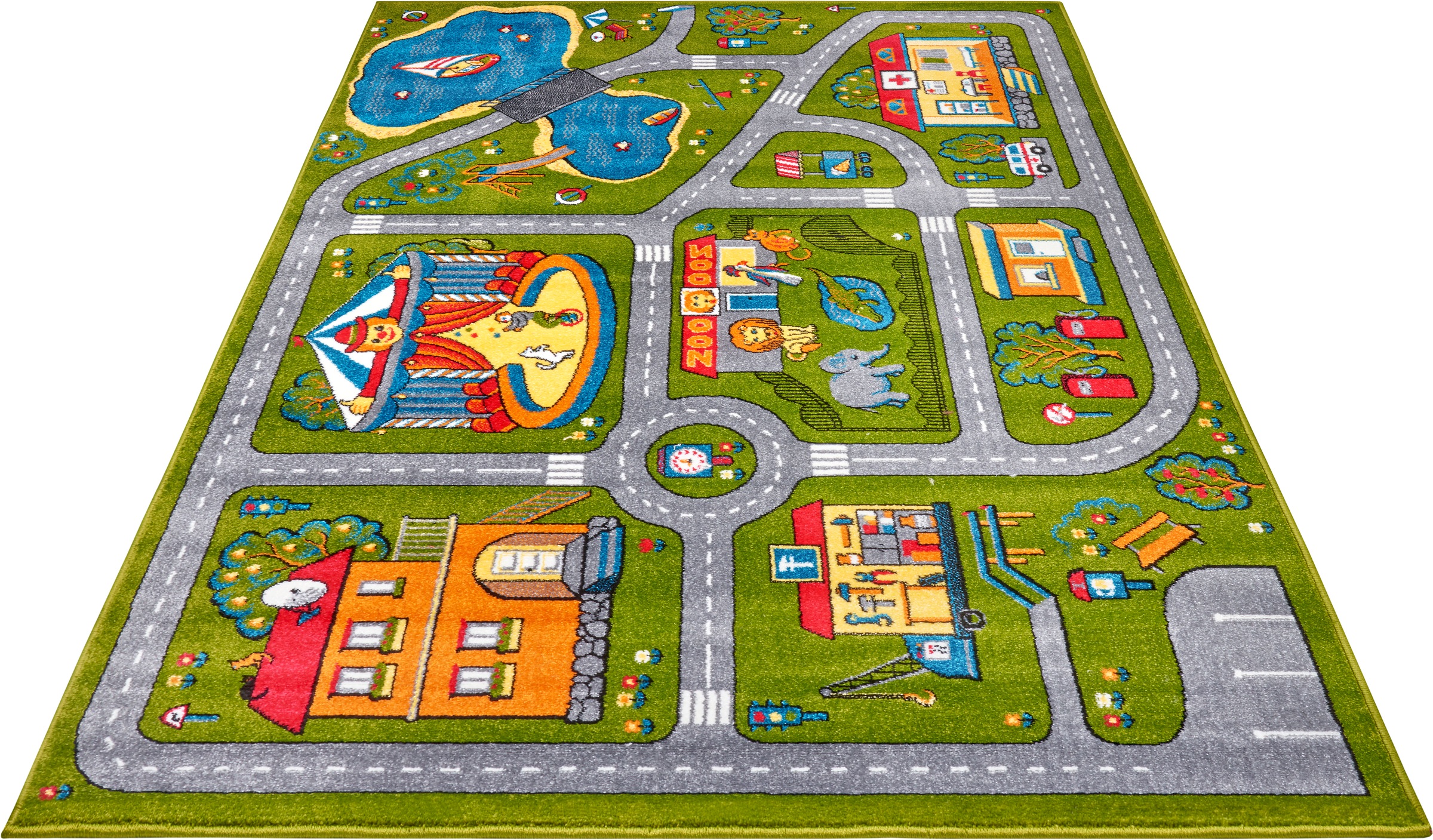 Image of HANSE Home Teppich »Urban Street«, rechteckig, 9 mm Höhe, Weicher Flor, Farbenfrohes Design, Kinderzimmer, Spielunterlage, Strasse, strapazierfähig, pflegeleicht bei Ackermann Versand Schweiz