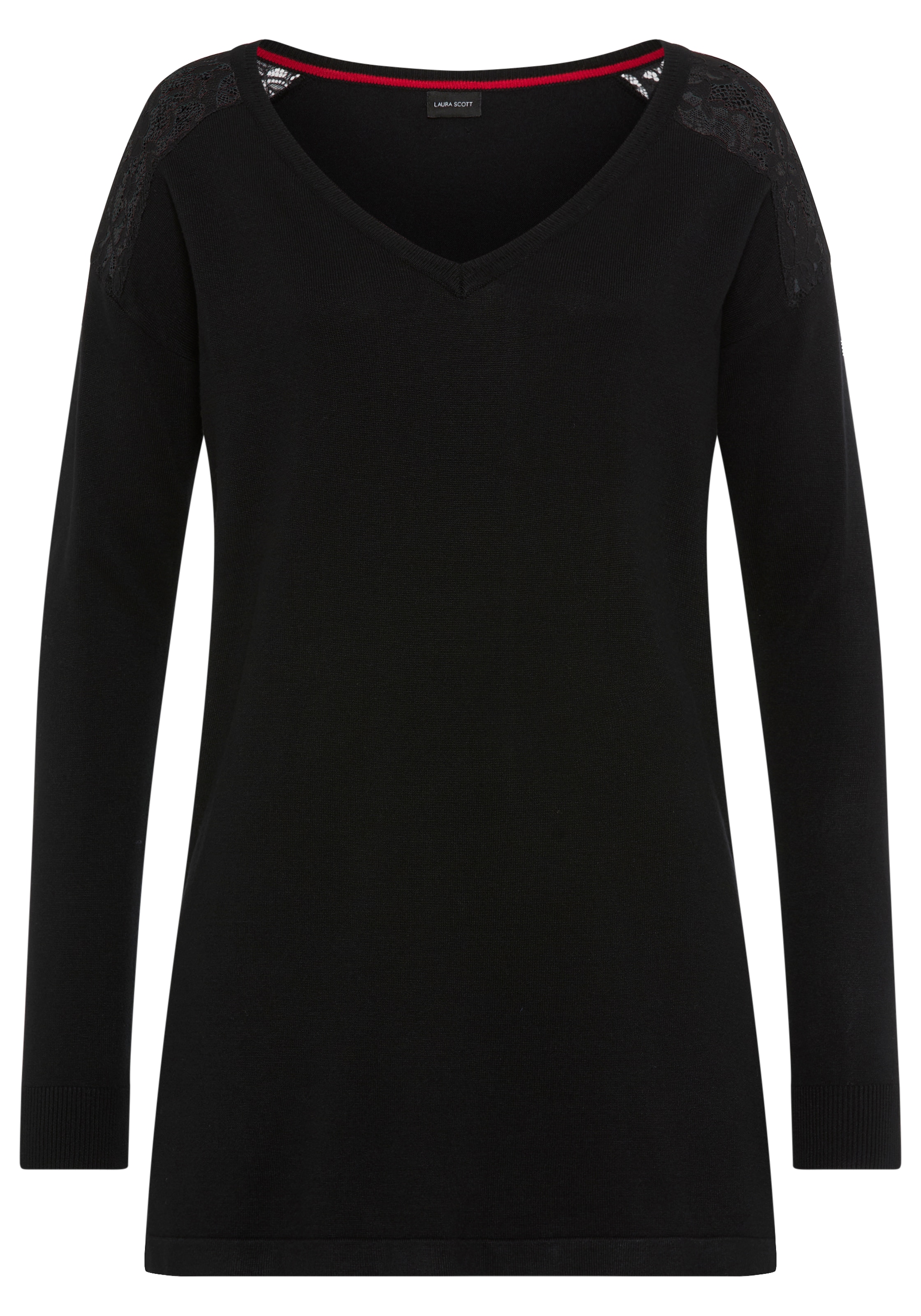 Laura Scott Longpullover, mit Spitzendetails und seitlichen Schlitzen - NEUE KOLLEKTION