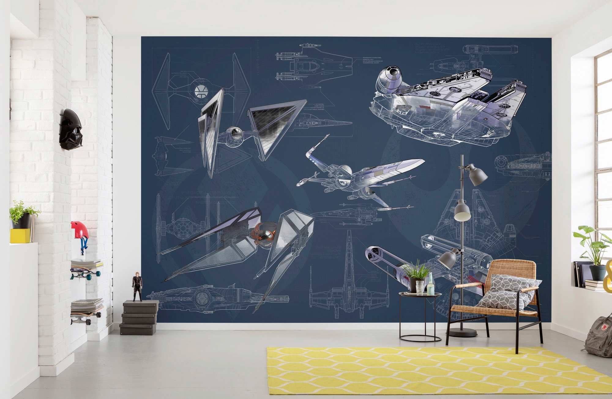Komar Vliestapete »Digitaldruck Vlies - Star Wars Blueprint Dark - Grösse 400 x 280 cm«, bedruckt, Kinderzimmer