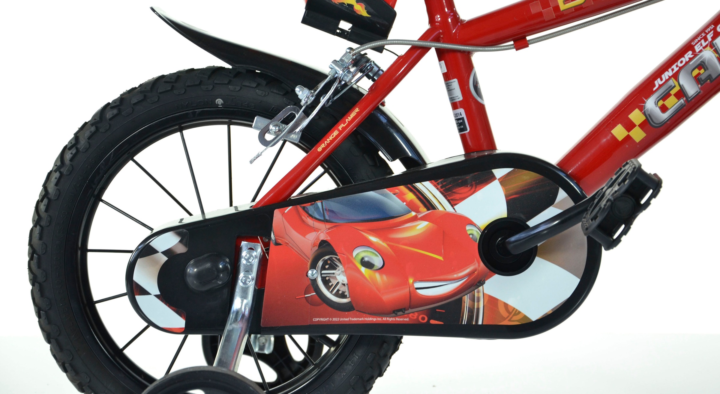 Dino Bikes Kinderfahrrad "14" Cars Kinderfahrrad Jungenfahrrad stabiler Stahl-Rahmen Stützräder" 1 Gang mit Stützrädern, Trinkflasche und Frontschild