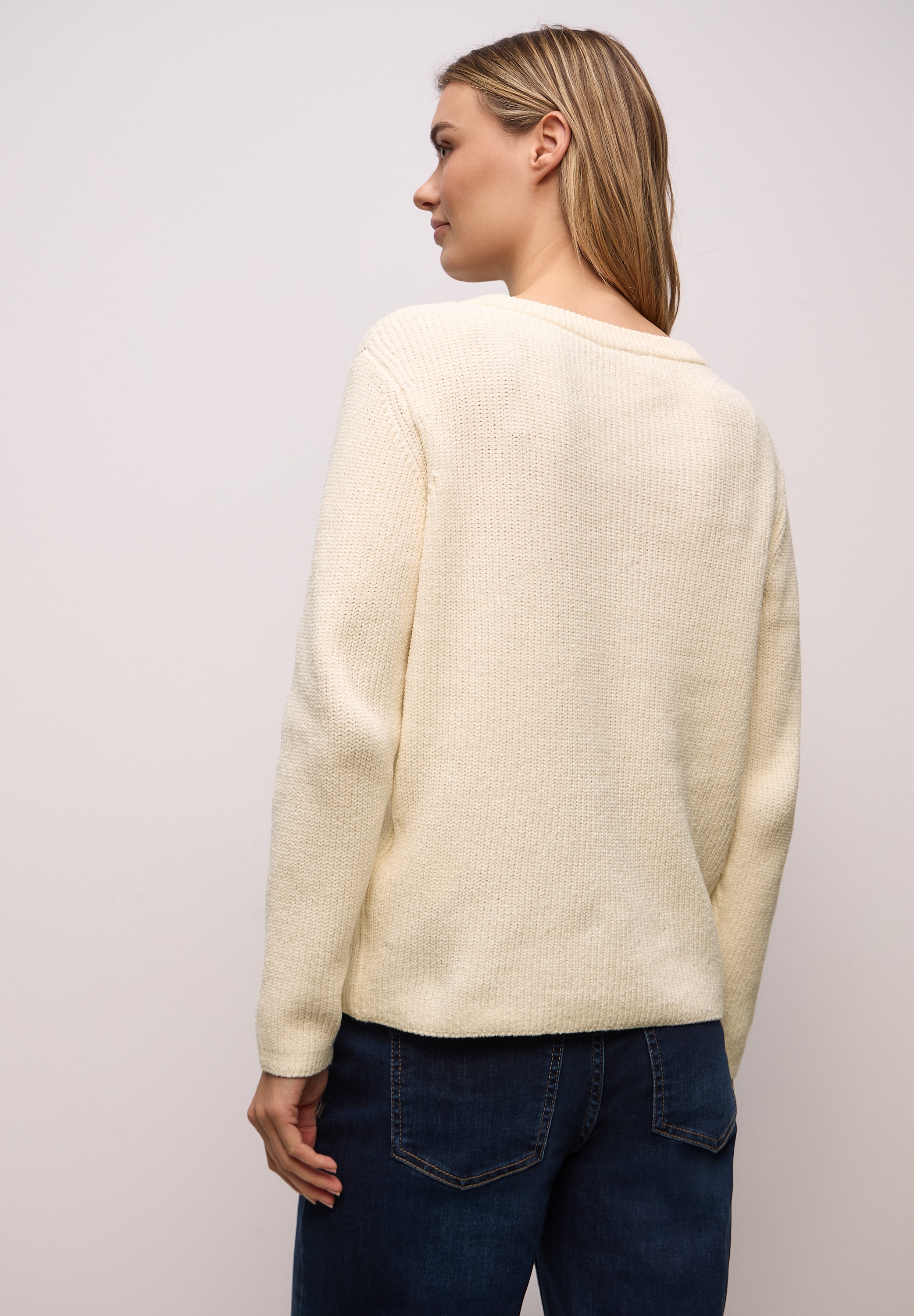 STREET ONE Pull en tricot Chenille Pullover mit U-Boot-Auschnitt