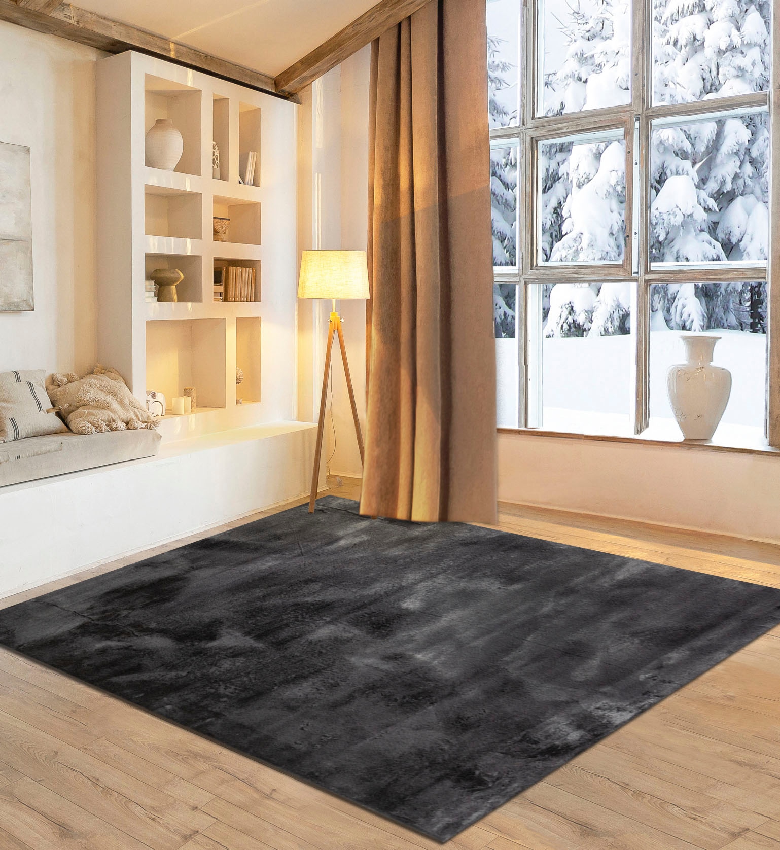 my home Fellteppich »Guidel«, rechteckig, 30 mm Höhe, Kunstfell, Kuschelteppich, Uni Farben, super weich, Wohnzimmer