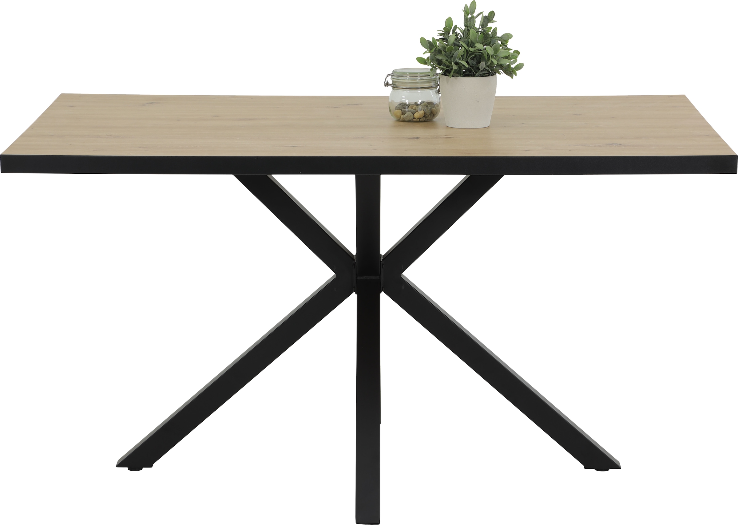 HELA Essgruppe »SPREE« 4 Stk. tlg. Esstisch 140x90 cm mit Dickkante, Microfaserbezug,