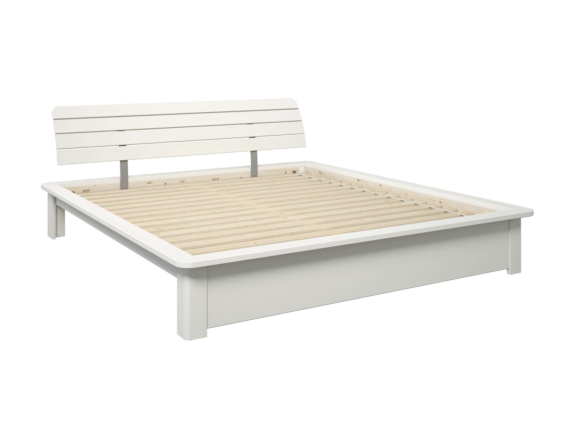 GOODproduct Massivholzbett »Antri, Futonbett, ergonomisch geformtes Kopfteil, stilvolles Design« Rahmen zur Ablage von Smartphone, mit Lattenrost, Bettkasten optional