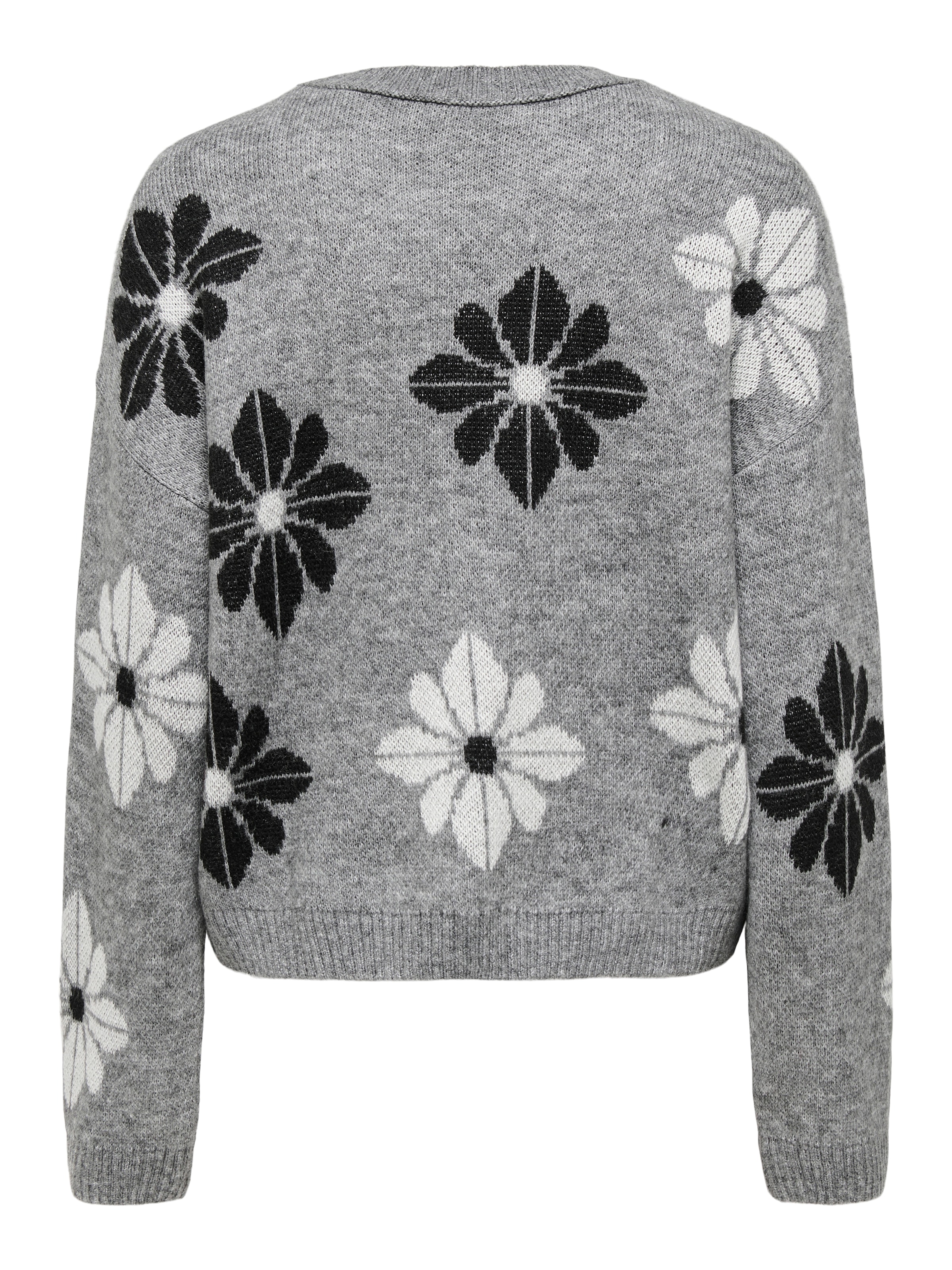ONLY Pull à col rond »ONLFREESIA LS FLOWER O-NECK RP KNT« mit Blümchen - Strickmuster