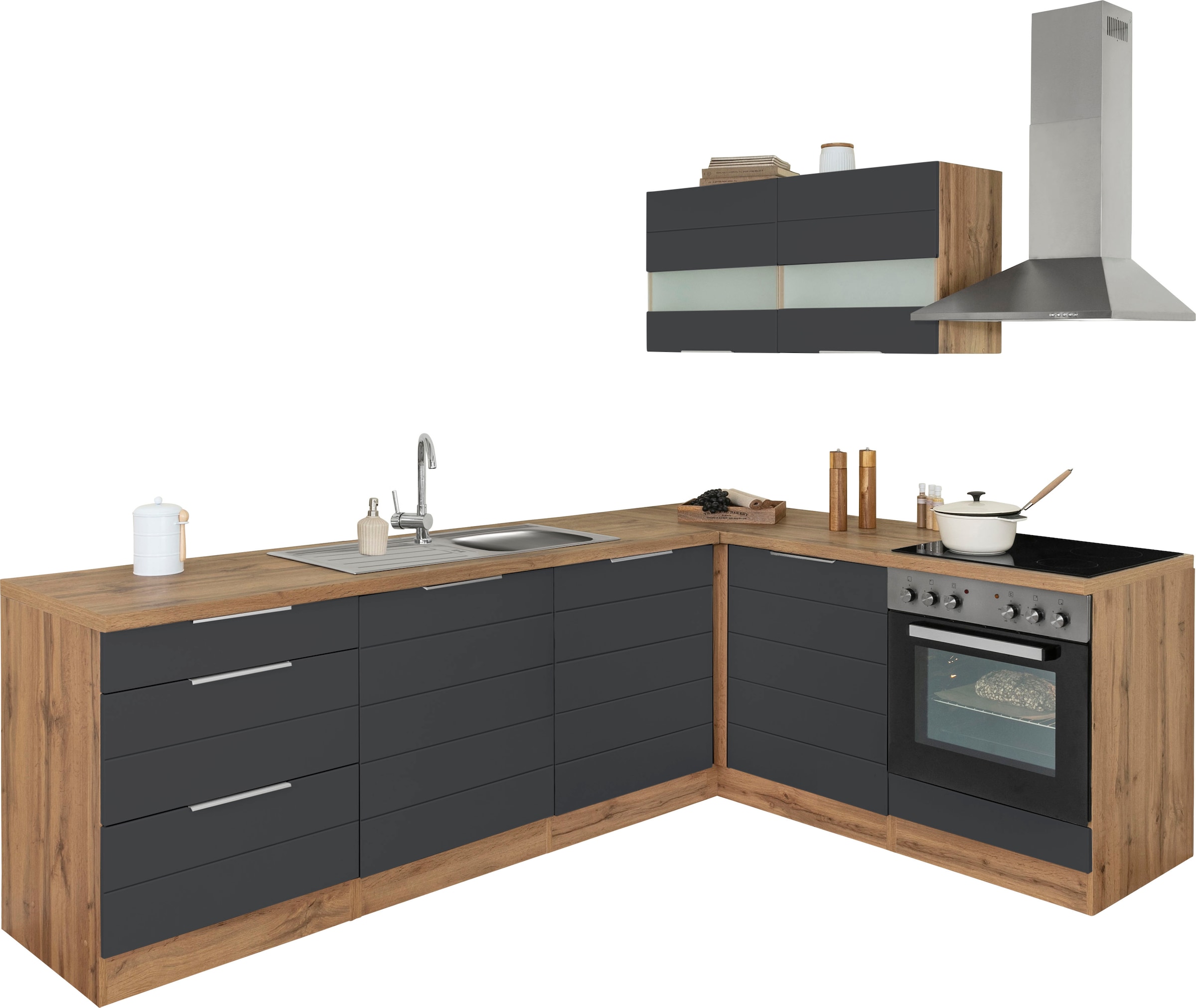 Image of KOCHSTATION Winkelküche "KS-Luhe" Stellbreite 240x180 cm, wahlweise mit oder ohne E-Geräten, MDF-Fronten