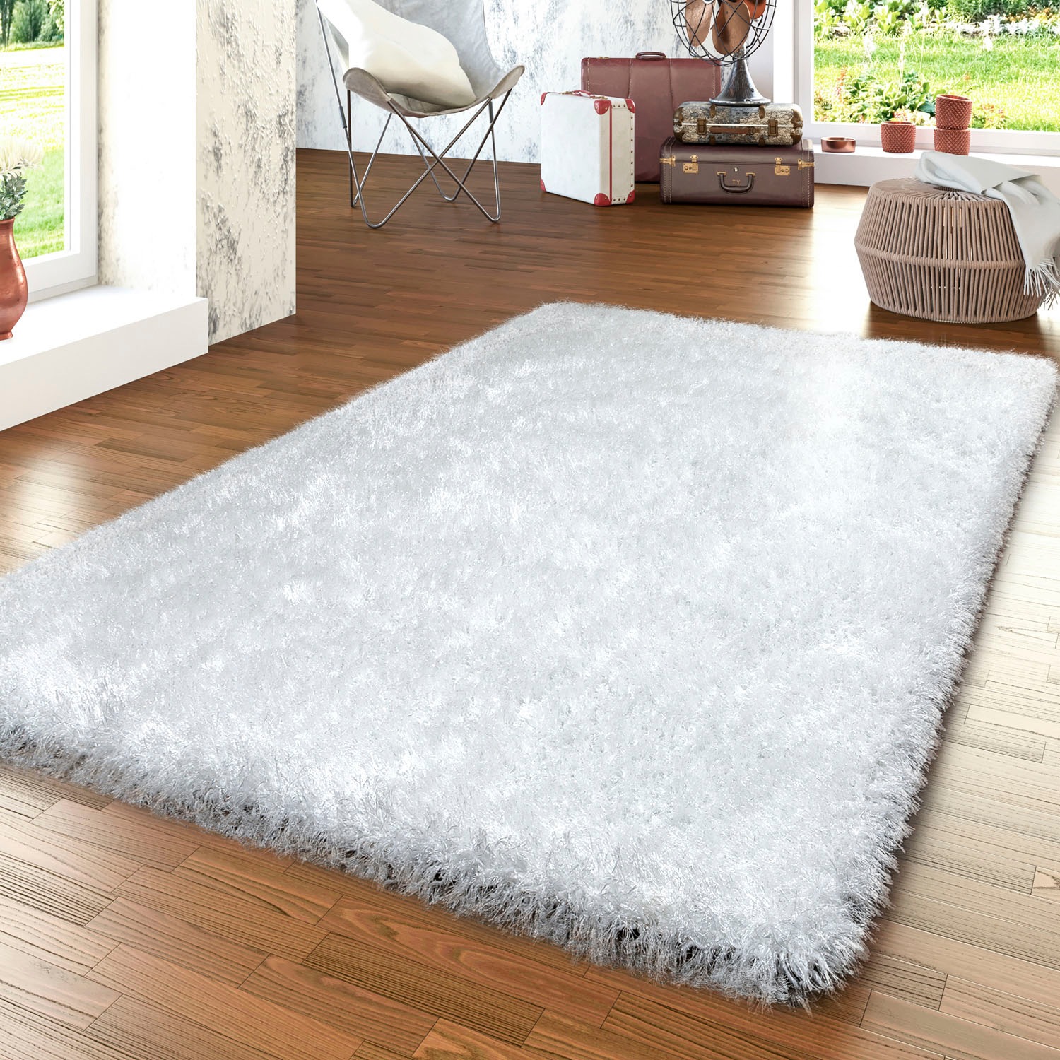 Image of Leonique Hochflor-Teppich »Glamourova«, rechteckig, 75 mm Höhe, Uni Farben, Teppich mit sehr weichem Glanz Garn, Kuschelteppich, ideale Teppiche für Wohnzimmer & Schlafzimmer bei Ackermann Versand Schweiz