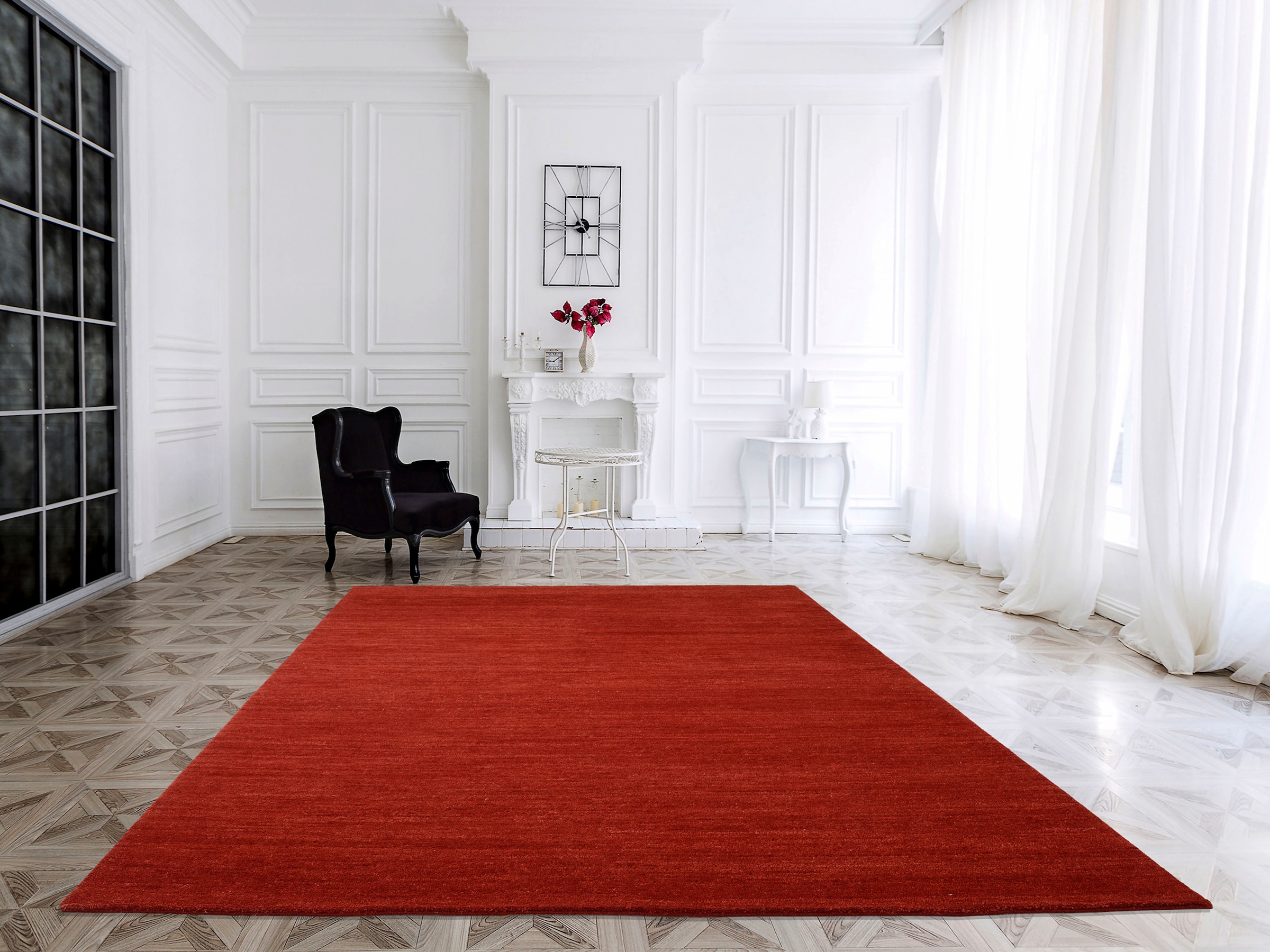 OCI DIE TEPPICHMARKE Teppich »HIMALI UNI«, rechteckig, 5 mm Höhe, handgeknüpft, hochwertige Wolle, fusswarm, Wohnzimmer