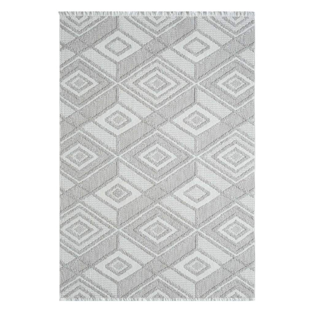 Carpet City Tapis »LINDO 8875« Rectangulaire 11 mm Höhe Kurzflor, Hochtief-Muster/ 3D-Effekt, Fransen, Boho-Stil, Wohnzimmer