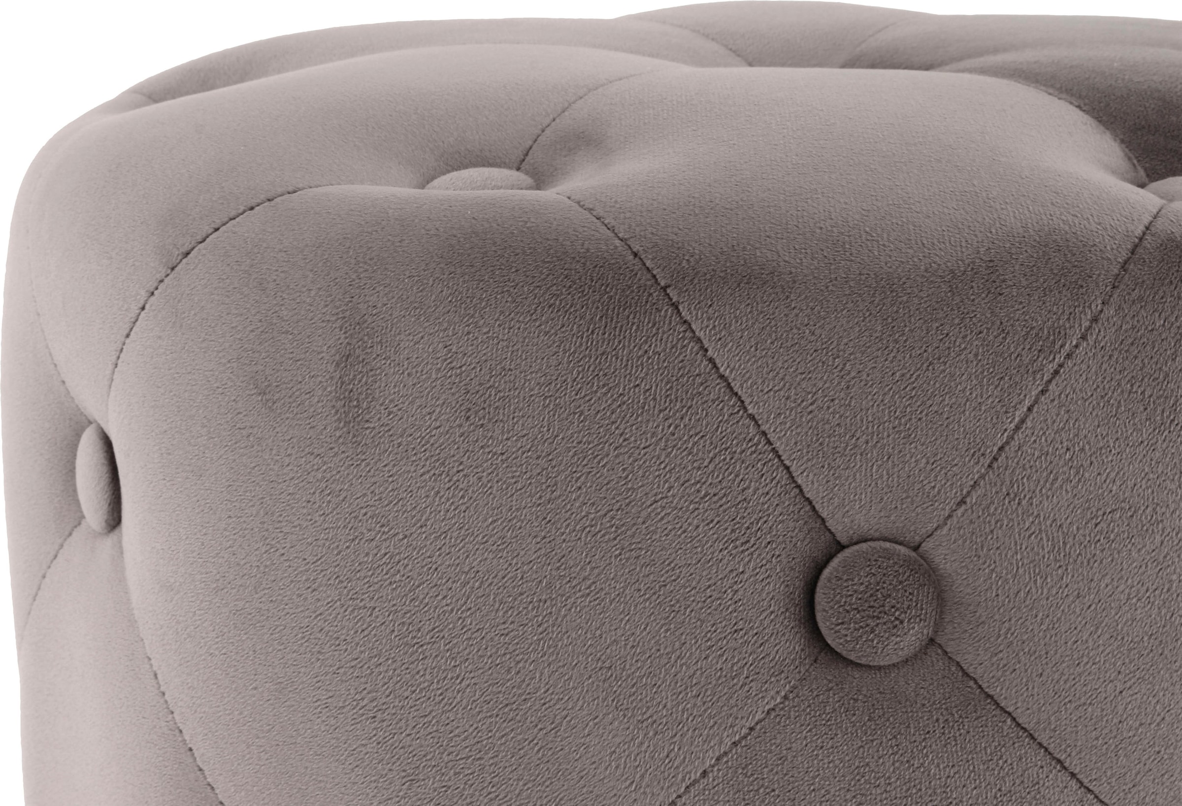 Kayoom Sitzhocker »Hocker Piano 225, in dekorativem Design, mit weichem Velvet-Bezug«, (1 St.), rund, glamourös, hochwertig, gesteppt, mit eingelassenen Dekoknöpfen