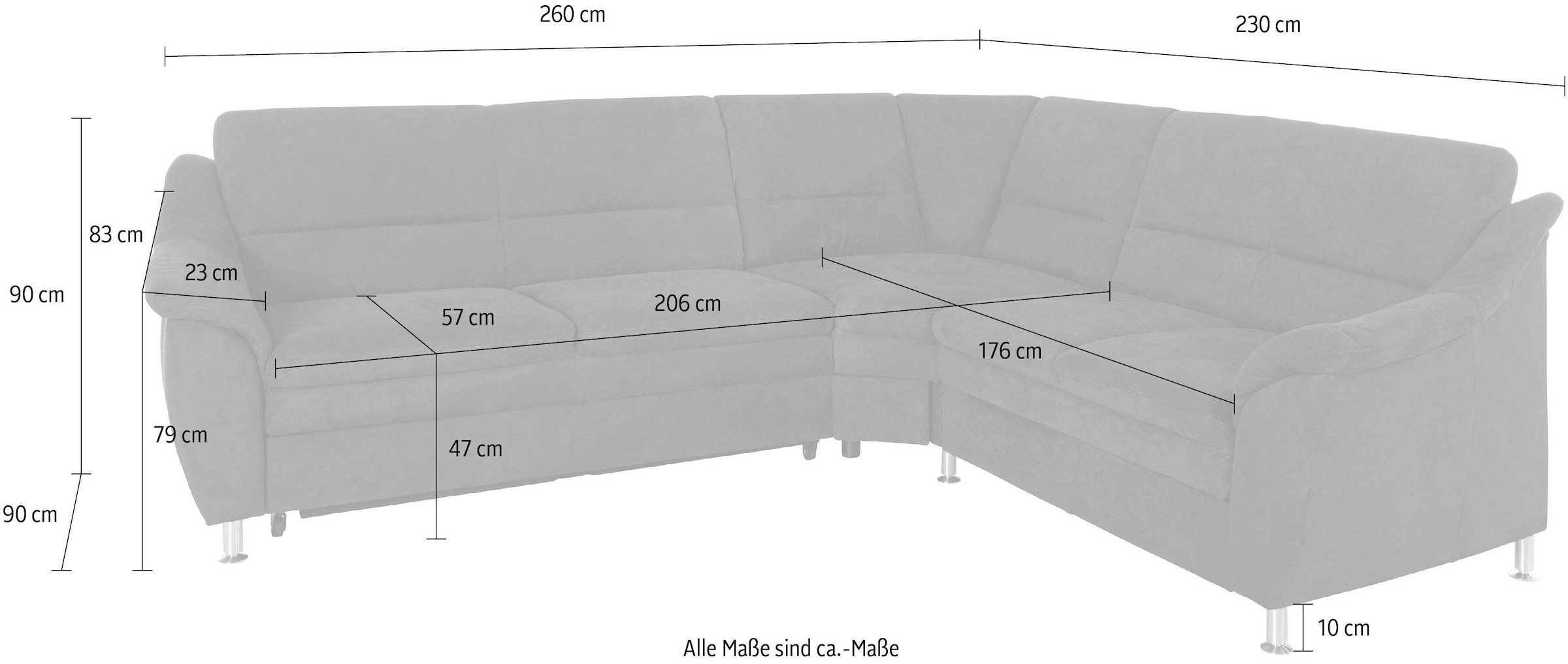 Places of Style Ecksofa »Cardoso L-Form«, mit Trapezecke für mehr Sitzkomfort, wahlweise auch mit Bettfunktion