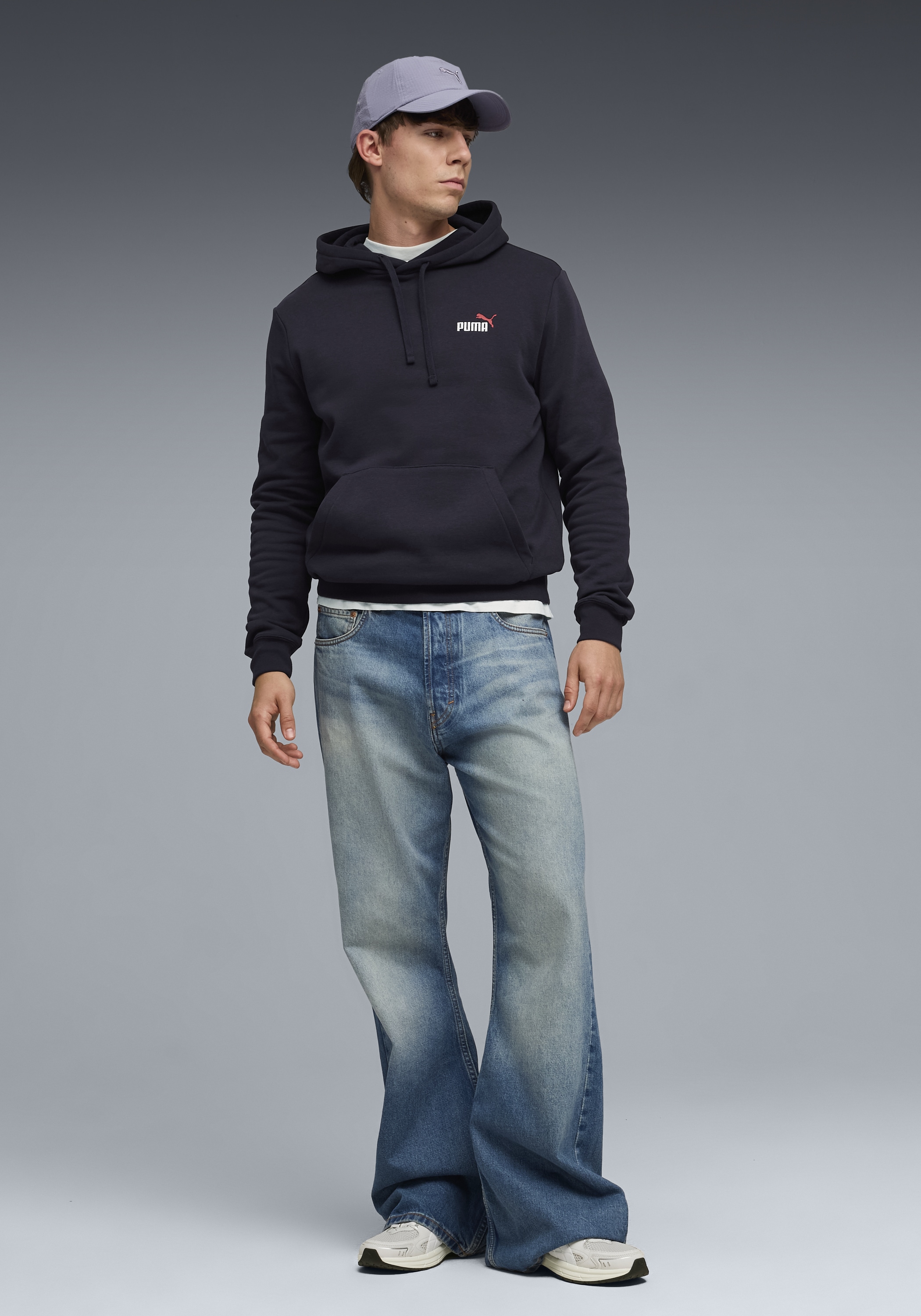 PUMA Sweat à capuche »ESS 2 COLOR SMALL NO. 1 LOGO HOODIE FL«, Regular Fit, mit verstellbarer Kapuze, mit Kängurutasche
