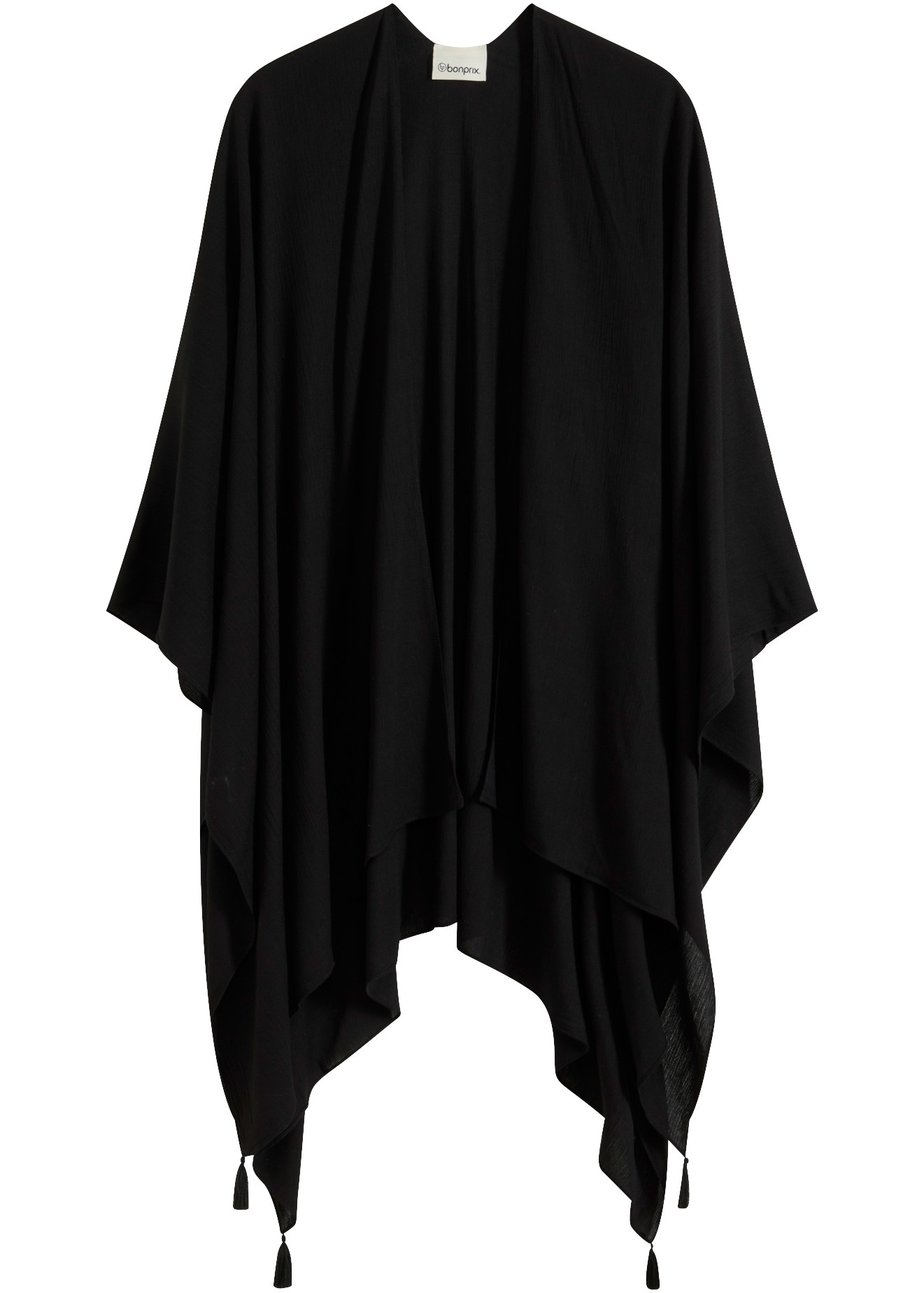 bonprix Poncho »Leichter Sommerponcho« en viscose pure, avec pompons ludiques, poncho d'été léger