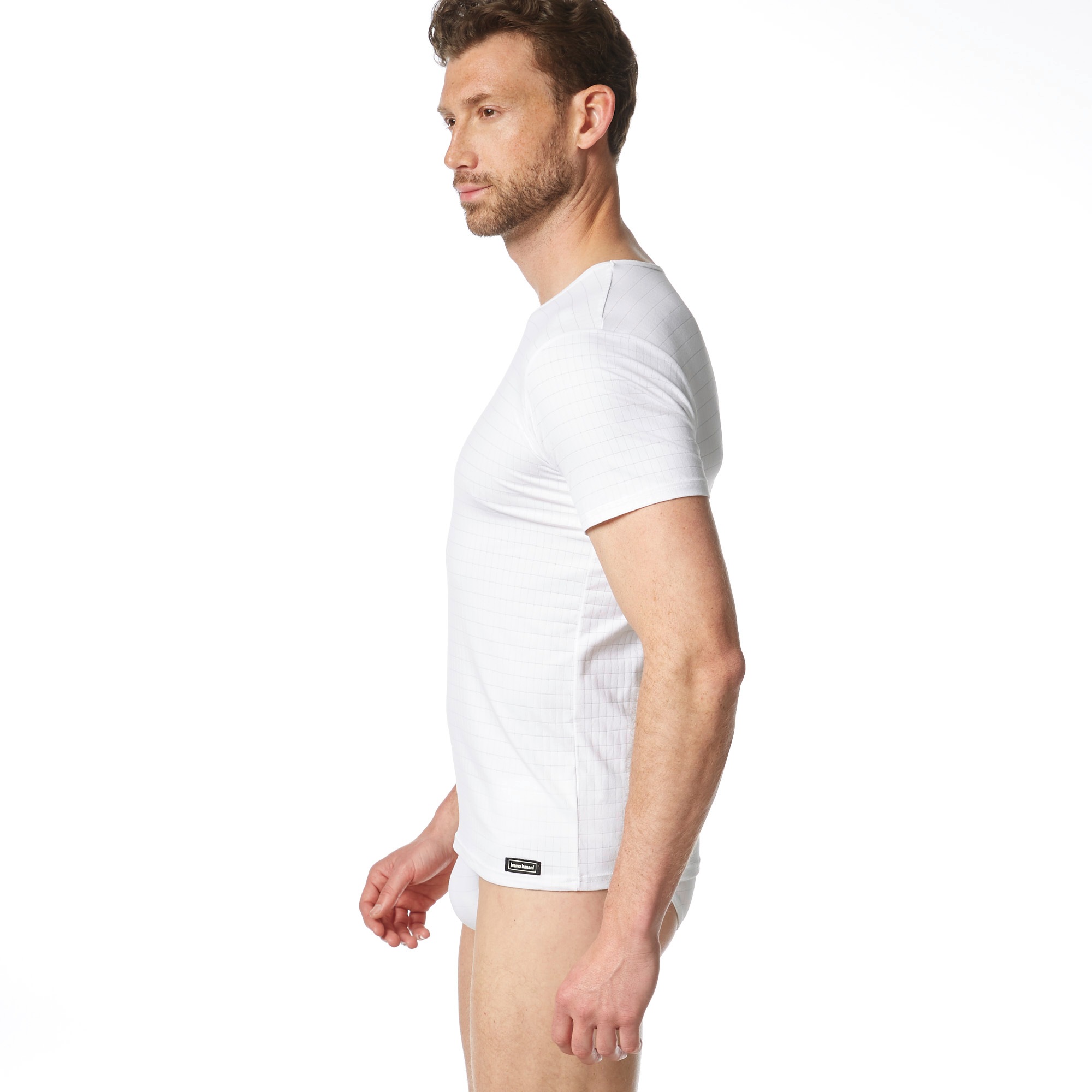 Bruno Banani Shirt à col rond »CHECK LINE 2.0« hüftbedeckend, elastisch