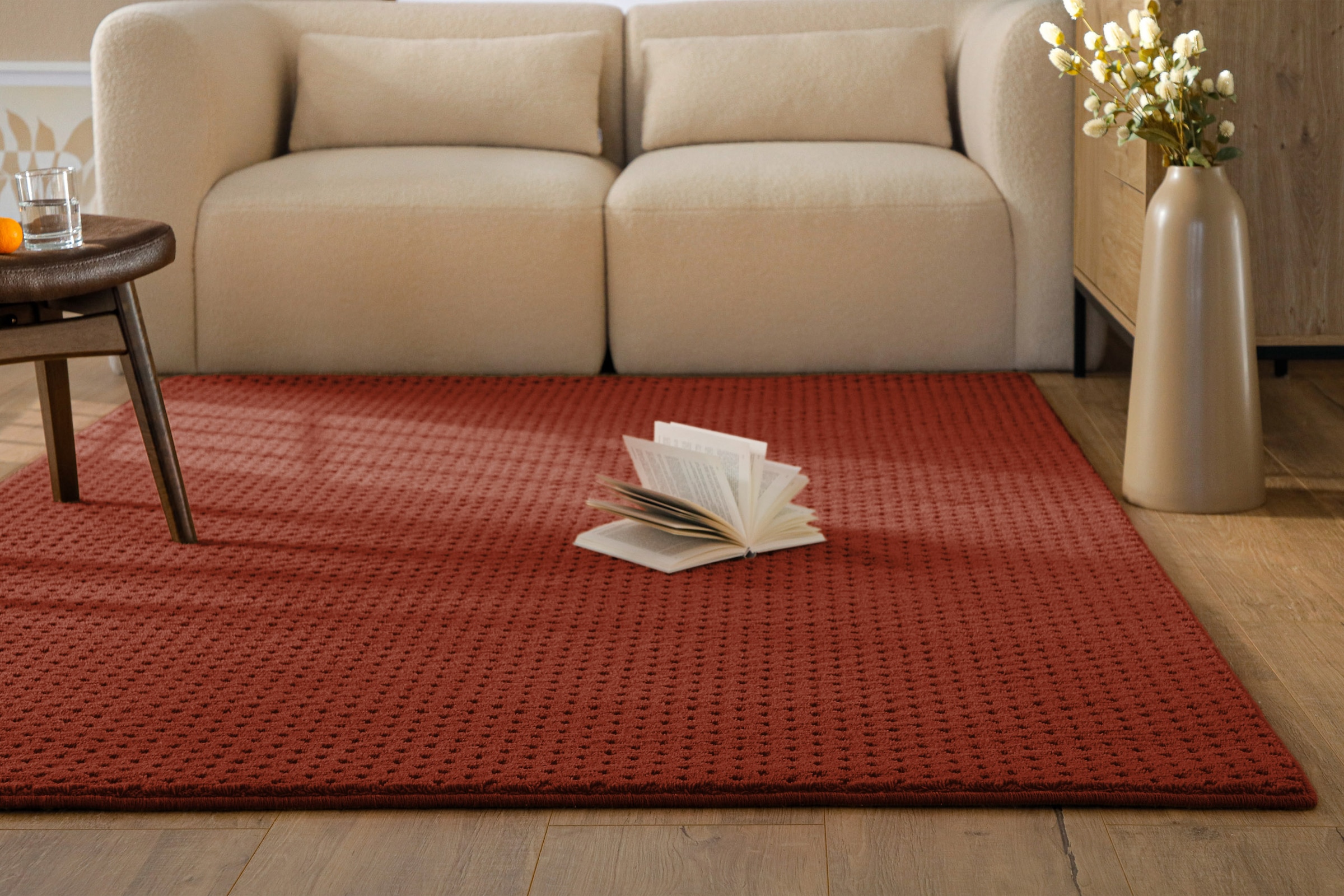 Wecon home Teppich »Castello THREE« rechteckig 7 mm Höhe Schurwolle, Kurzflor mit Hoch-Tief-Effekt, Wohnzimmer, Punktmuster