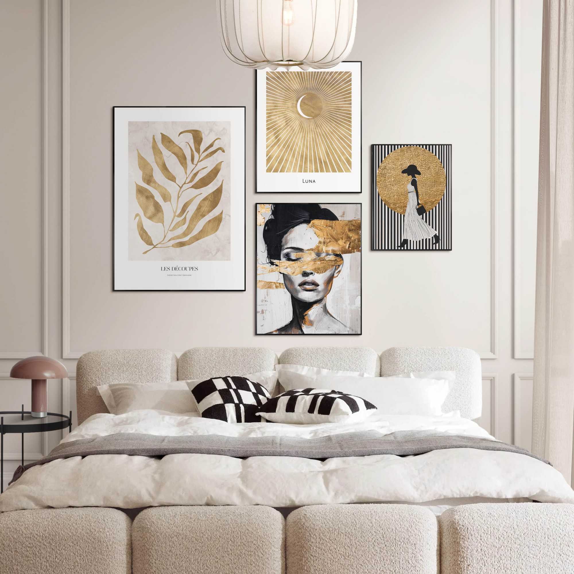 Image of Reinders Bild mit Rahmen "Details zu Gold" Fashion 4 Stk. tlg. Wohnzimmer - Gold - MDF - Fashion - 50x70 cm