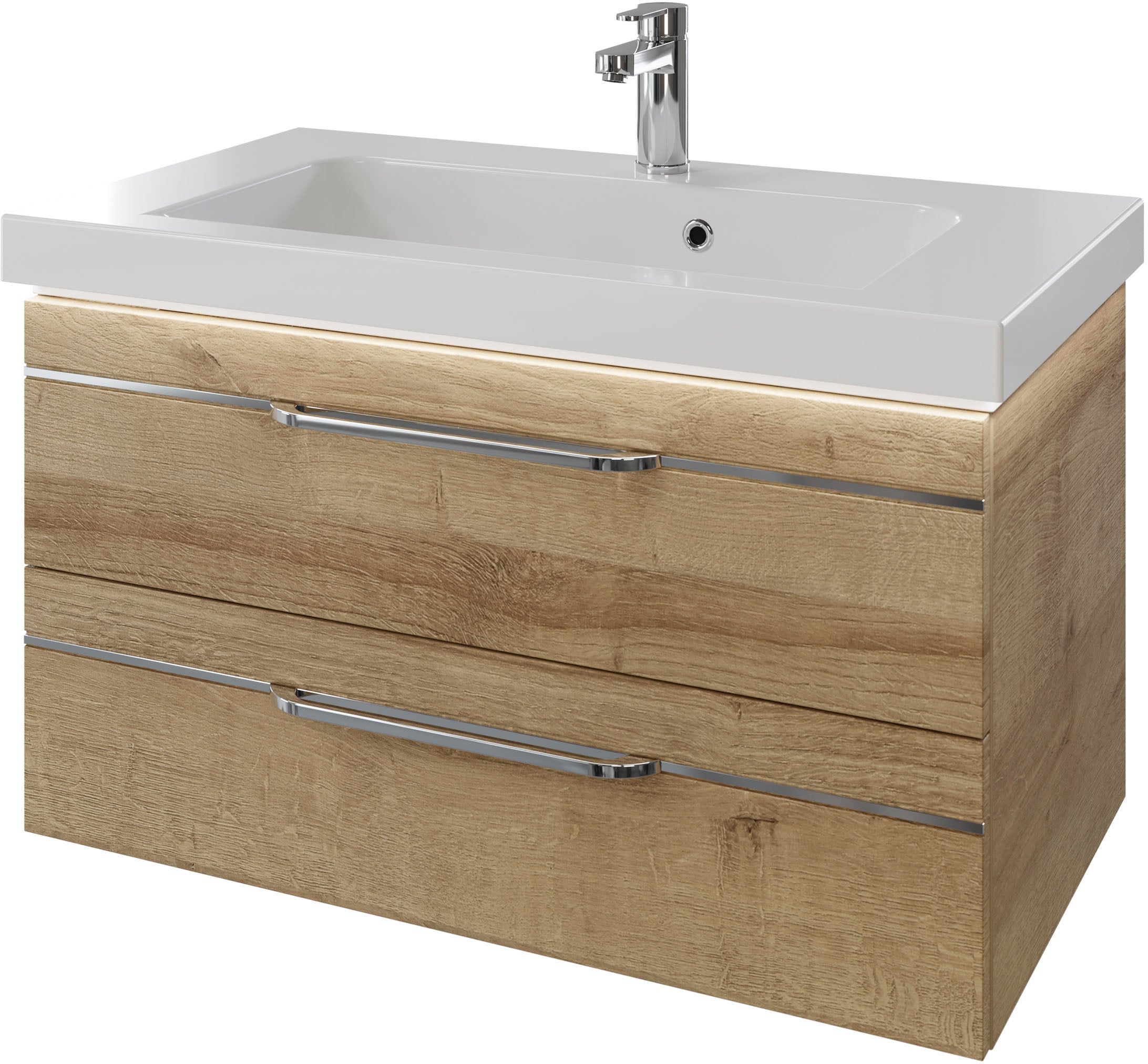 Image of Saphir Waschtisch "Serie Balto Mineralmarmor-Waschtisch mit Unterschrank, 92 cm breit" 2 Stk. tlg. Waschplatz mit 2 Schubladen, Badschrank in verschiedenen Ausführungen