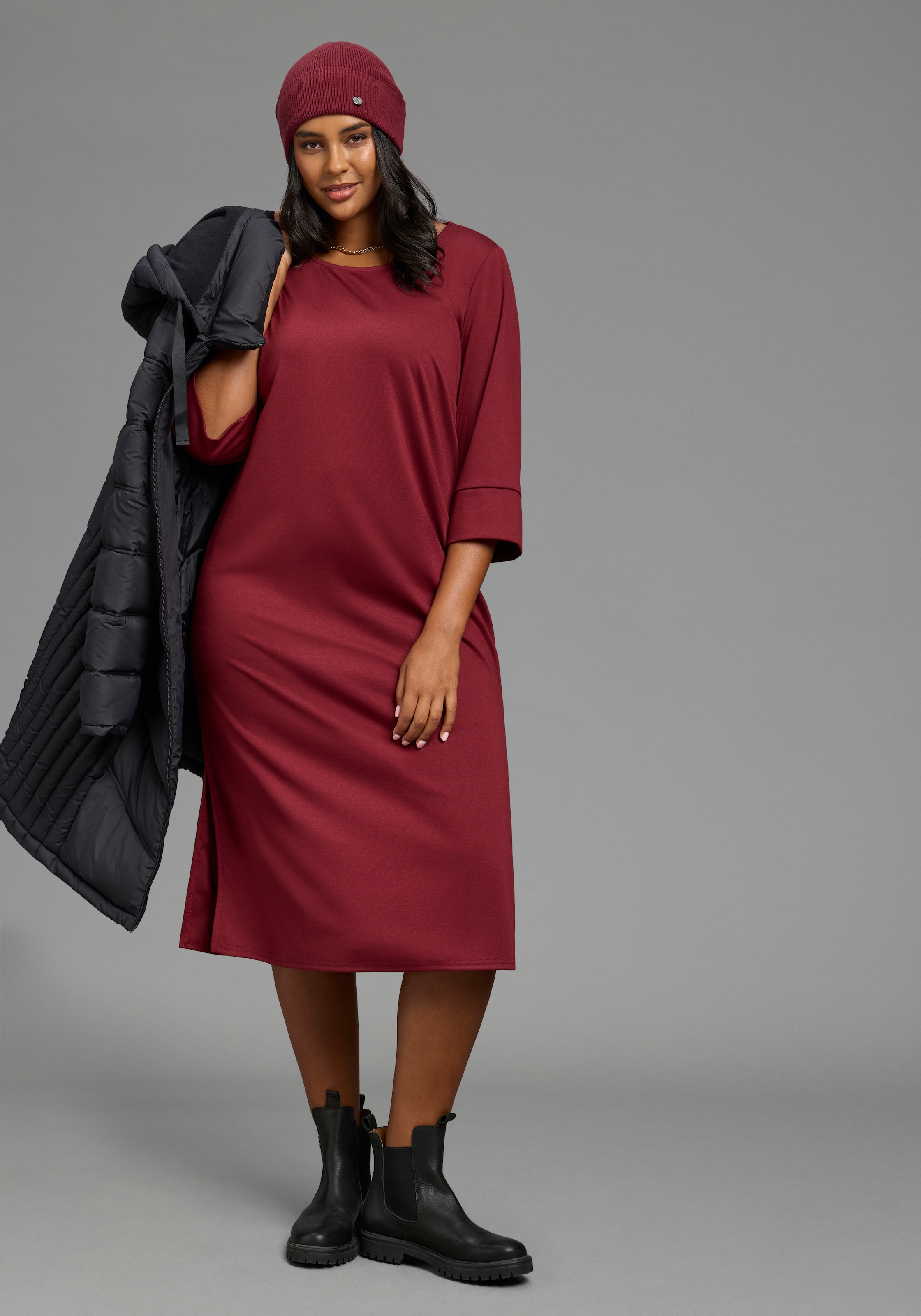 Image of Laura Scott CURVE Midikleid "Grosse Grössen" Midikleid in wadenlanger Schnittform, figurumspielende Passform