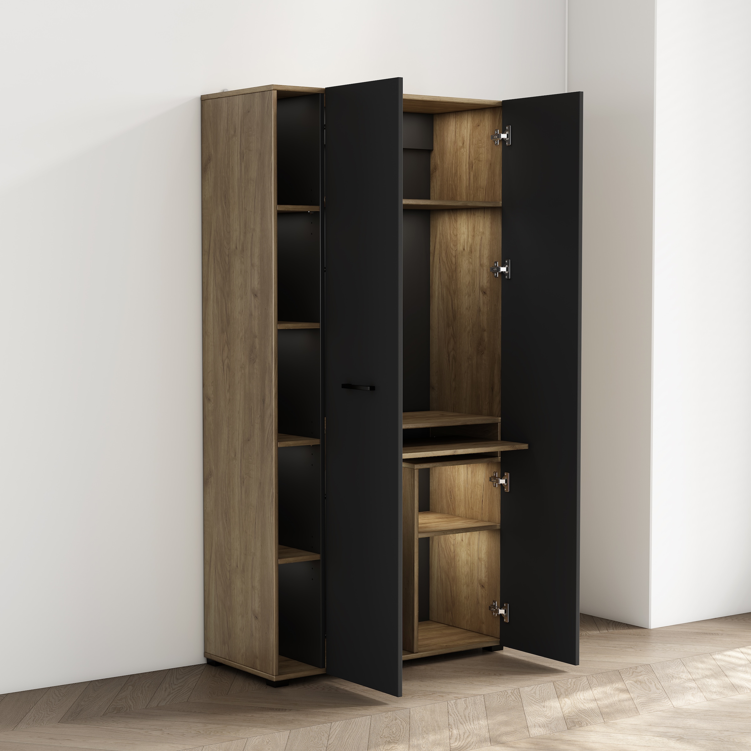 GOODproduct Computerschrank »Moid« Set,  PC-Schrank, mit zwei Türen, mit Tastaturauszug, B 88 cm