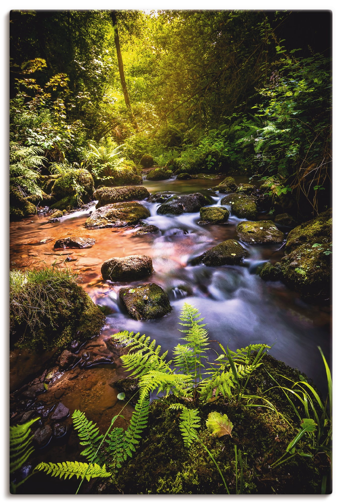Image of Artland Leinwandbild "Wildbach im Wald" Gewässer 1 Stk. tlg. auf Holzrahmen gespannt