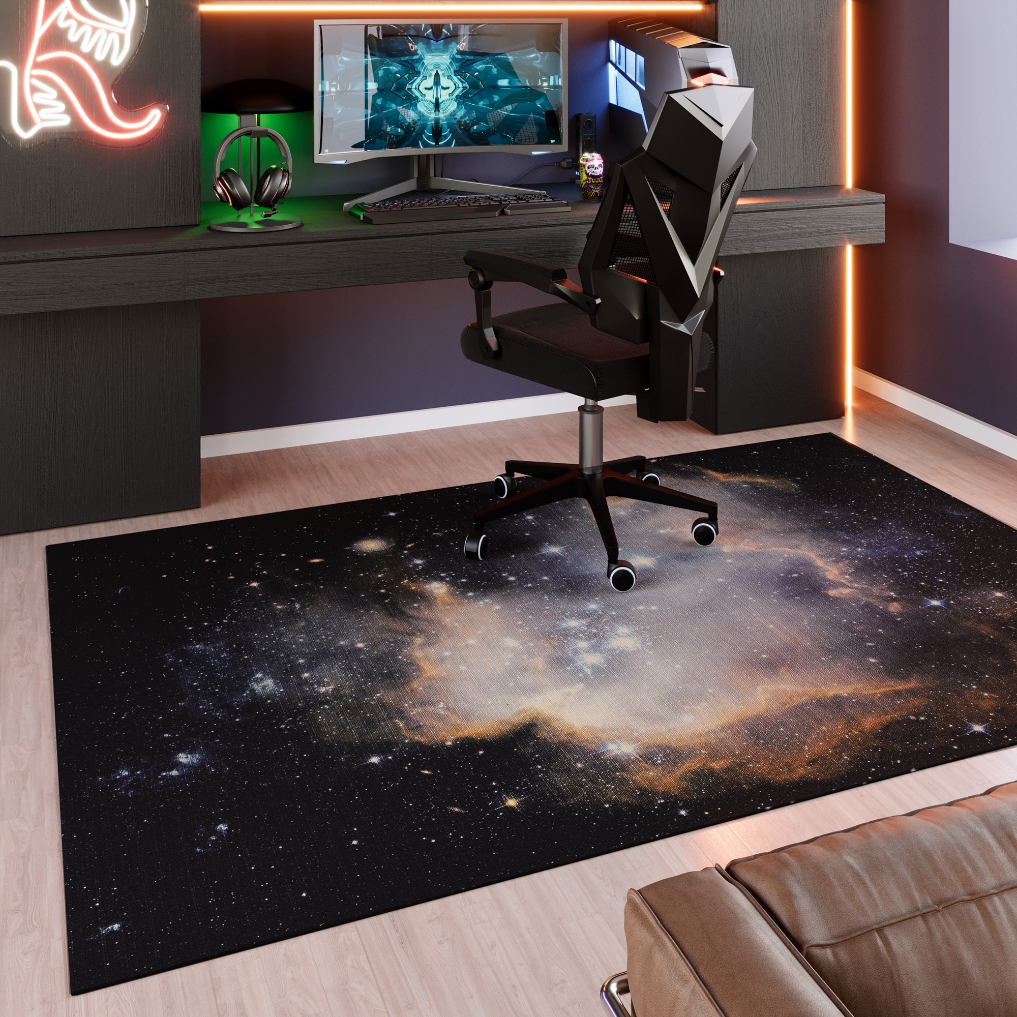 Image of Wecon home Teppich "Galactic Glow" rechteckig 5 mm Höhe Gamer Teppich, gewebt, Sci-Fi, robust, Gaming Room, rutschfest
