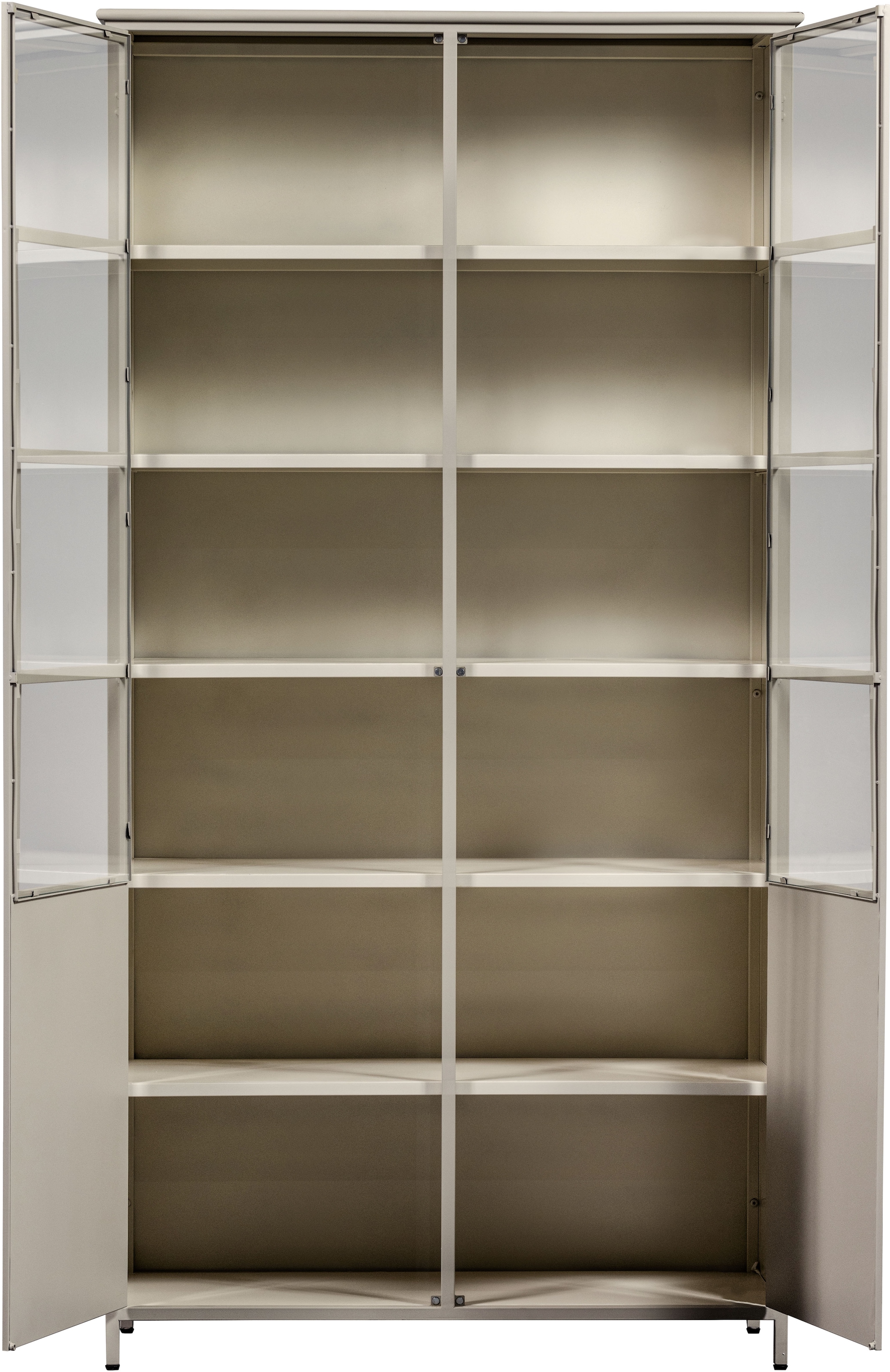 WOOOD Vitrine »EXHIBIT  SCHRANK METALL B/T/H: 99/44/200 cm« Die Vitrine Exhibit aus mattem Metall bietet 5 robuste Einlegeböden.