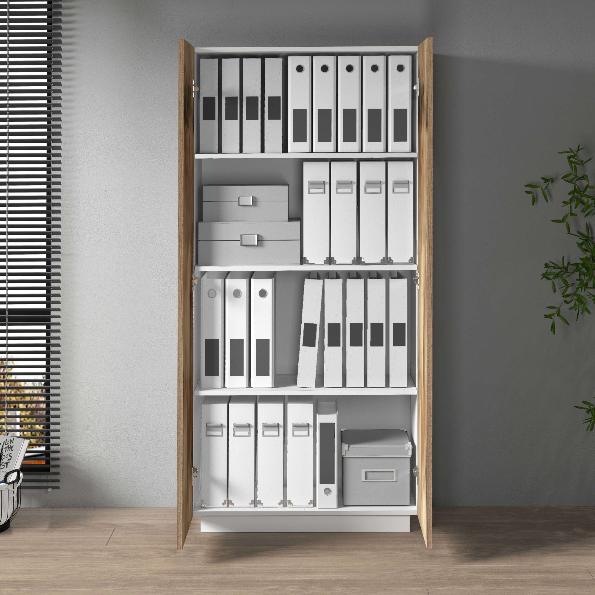 Home affaire Armoire de classement »Coro, Mehrzweckschrank, Büroschrank mit 2 Türen« & verstellbare Einlegeböden, Höhe 86 oder 166 cm, Made in Italy