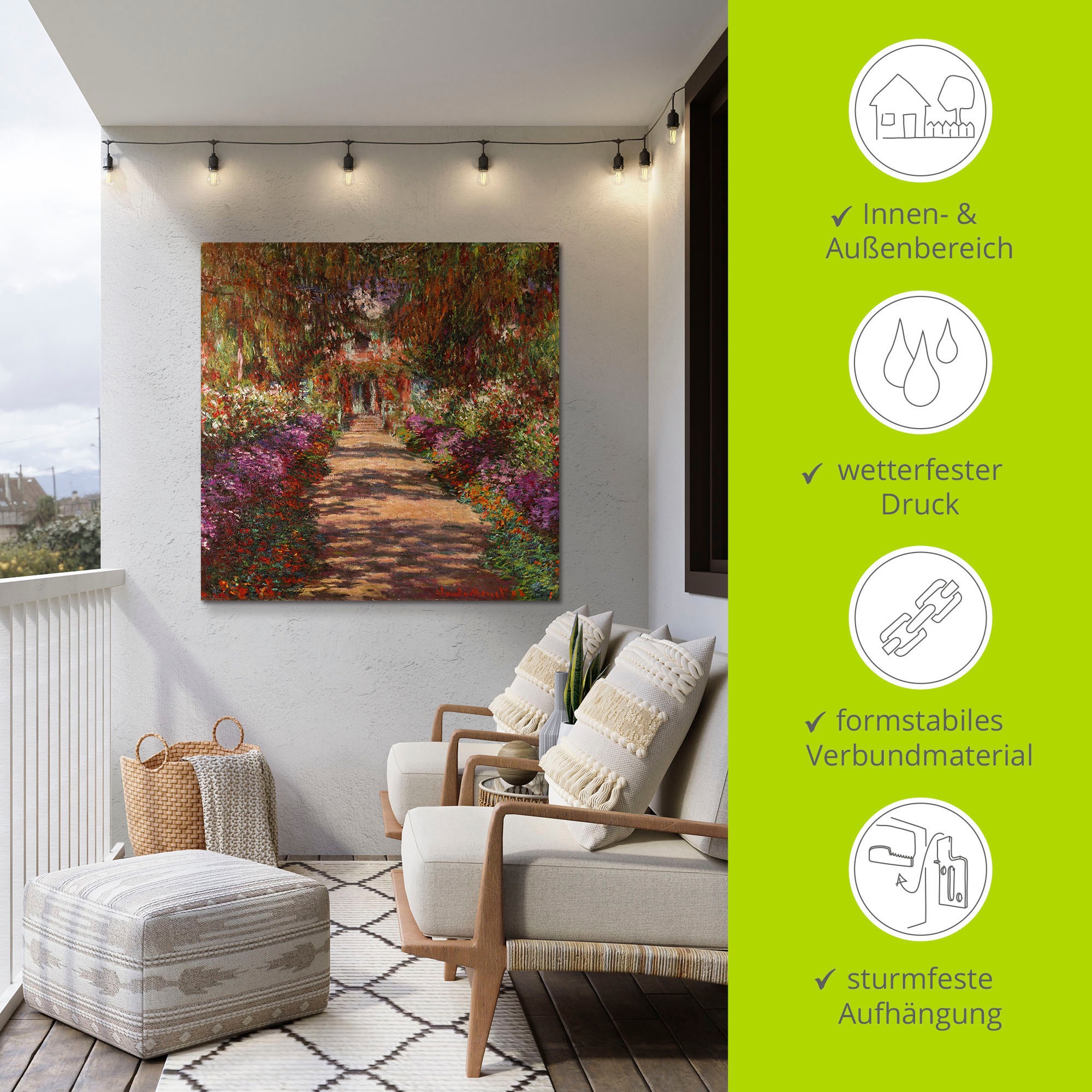 Artland Wandbild »Weg in Monets Garten in Giverny. 1902«, Garten, (1 St.), als Alubild, Outdoorbild, Leinwandbild, Poster, Wandaufkleber